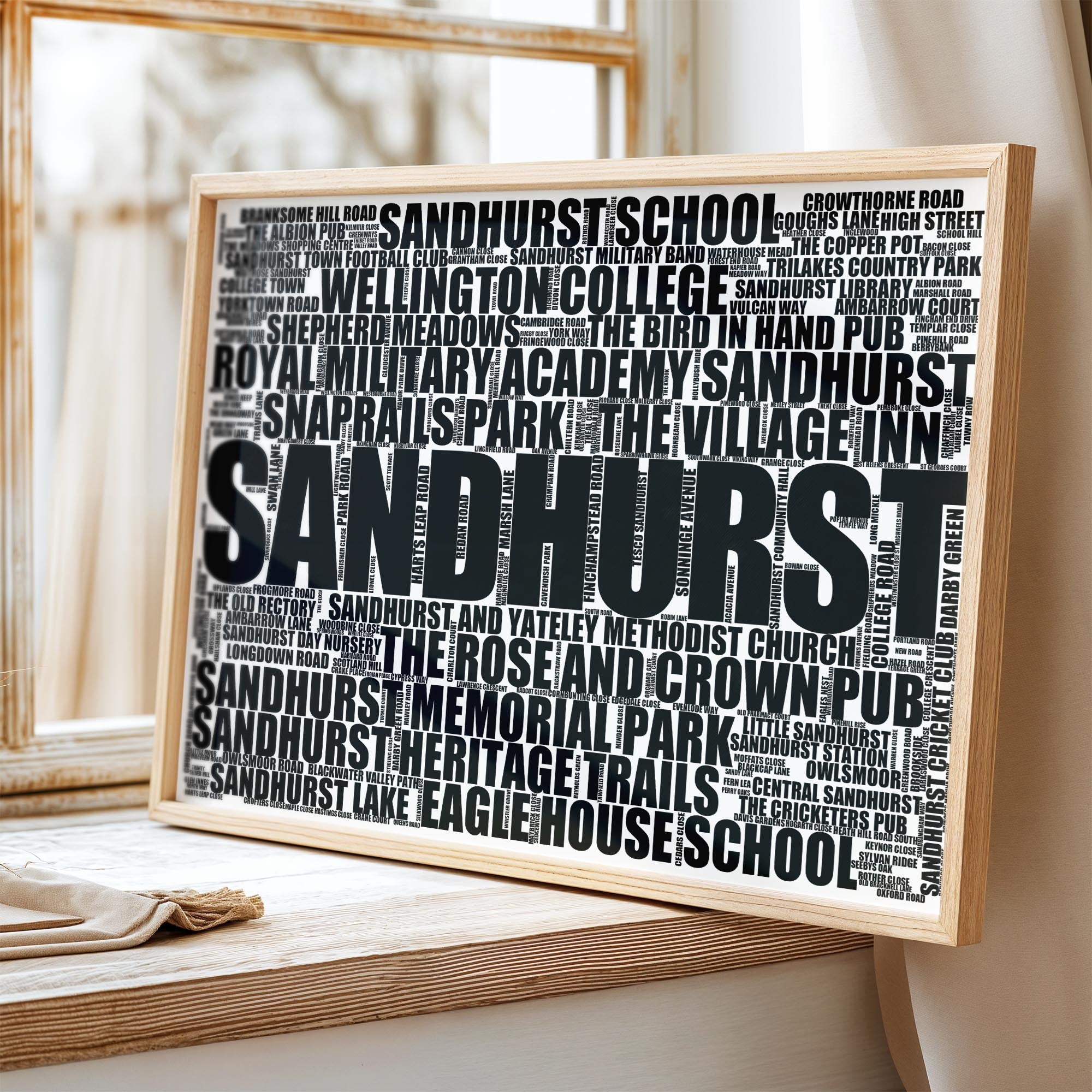 Sandhurst - Premium Typographic Word Cloud Prints, Posters & Gifts