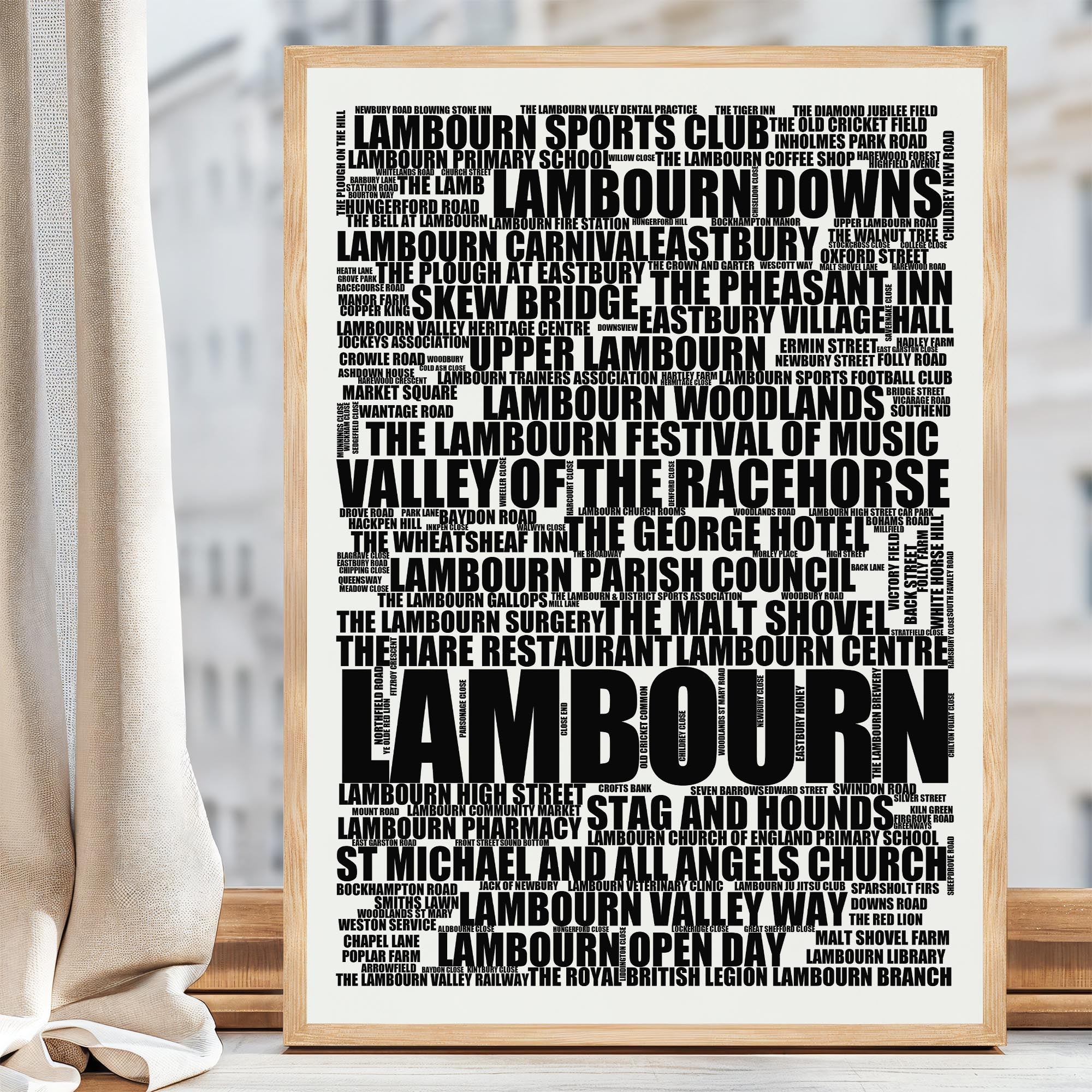 Lambourn - Premium Typographic Word Cloud Prints, Posters & Gifts