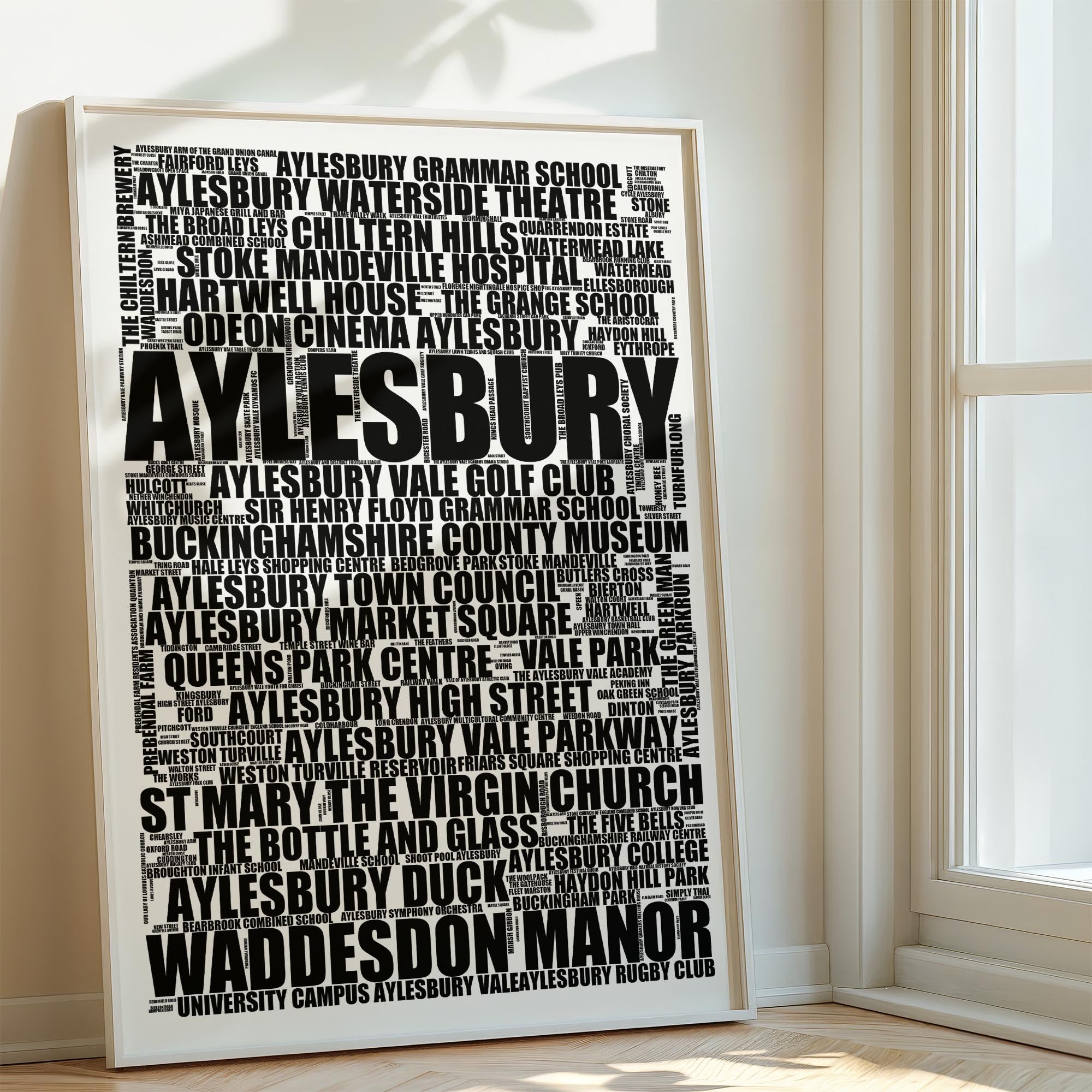 Aylesbury - Premium Typographic Word Cloud Prints, Posters & Gifts