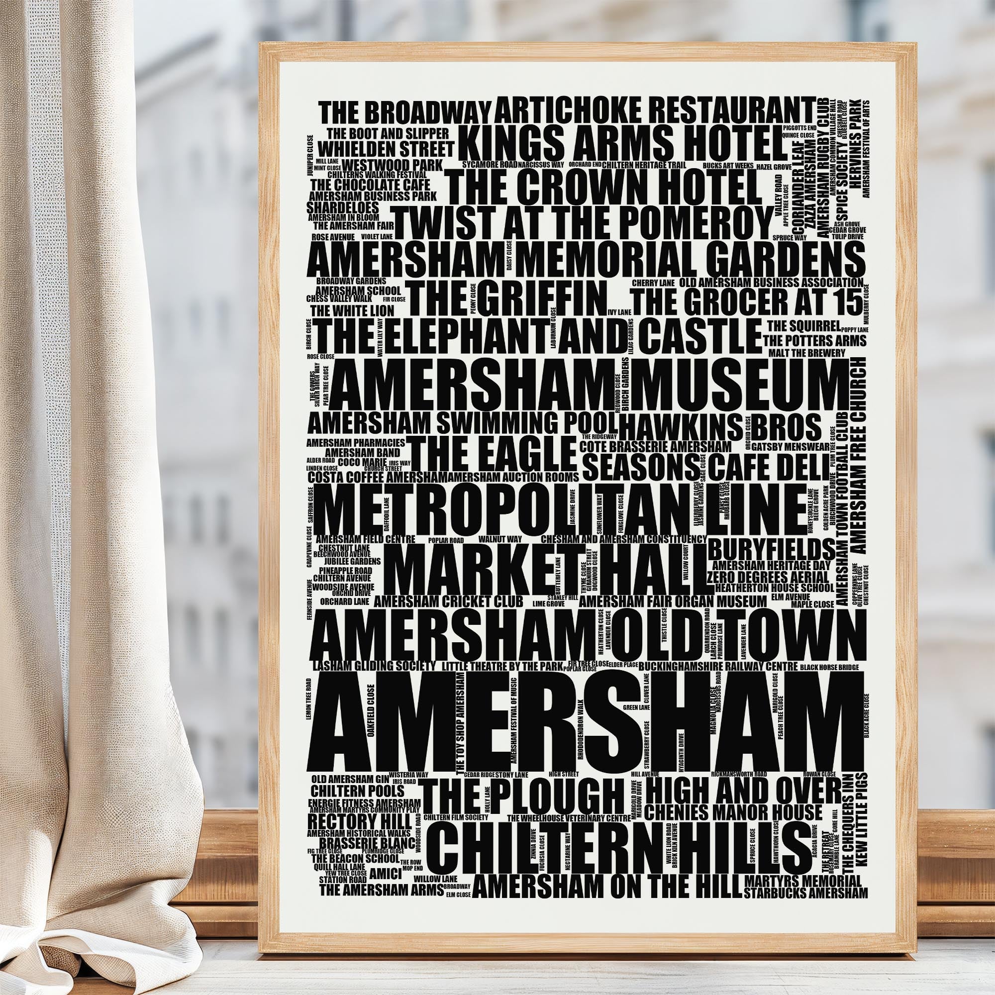 Amersham - Premium Typographic Word Cloud Prints, Posters & Gifts