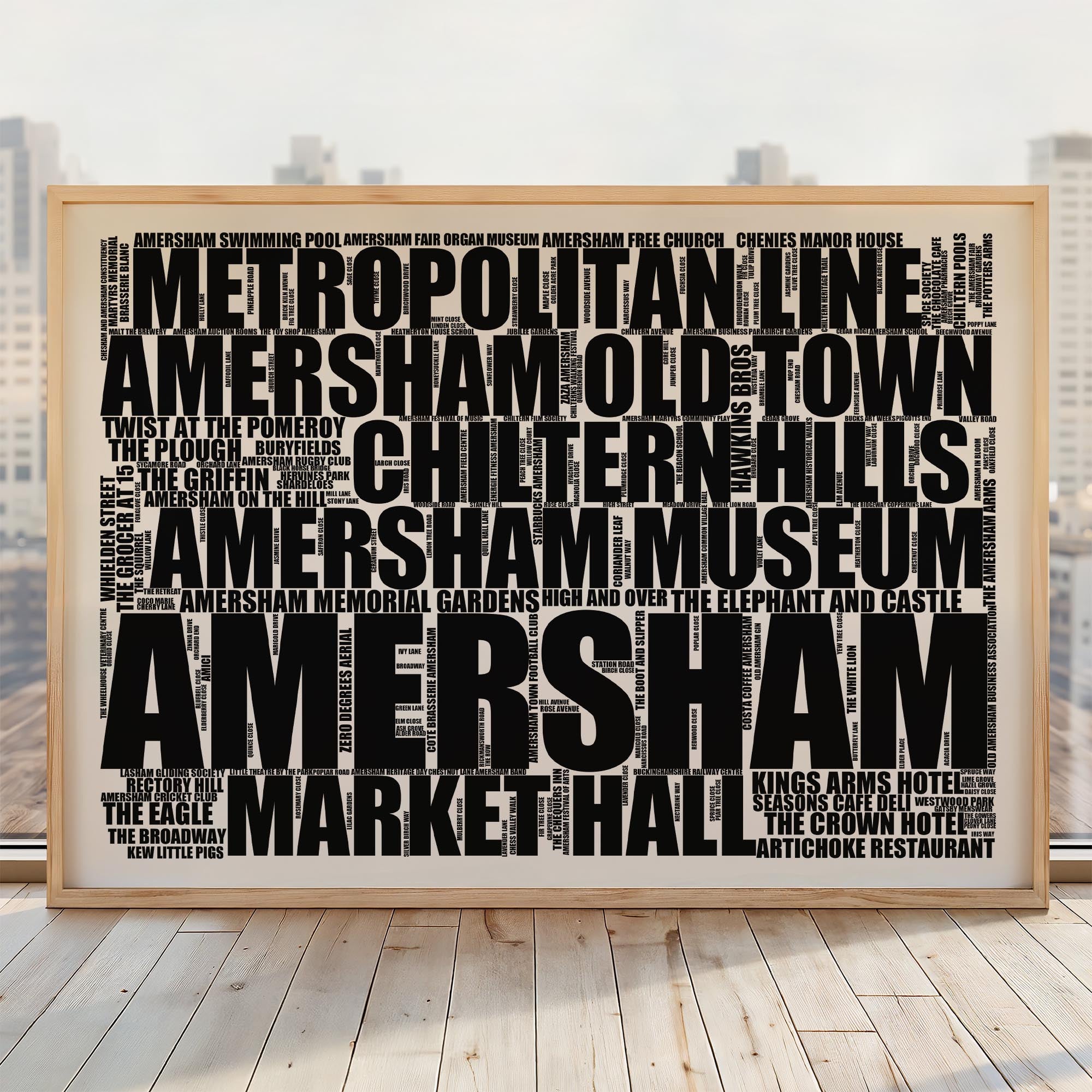 Amersham - Premium Typographic Word Cloud Prints, Posters & Gifts