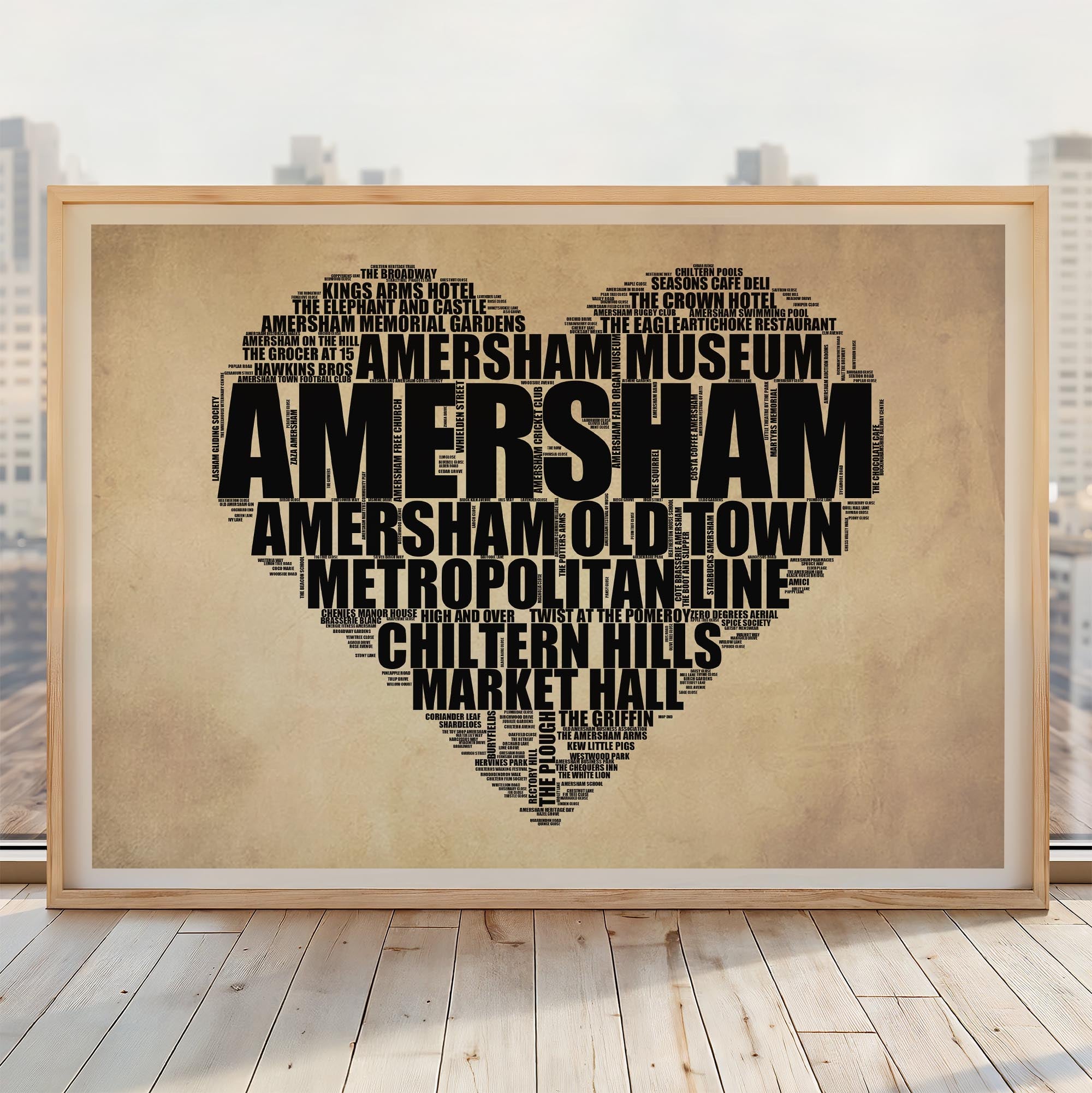 Amersham - Premium Typographic Word Cloud Prints, Posters & Gifts