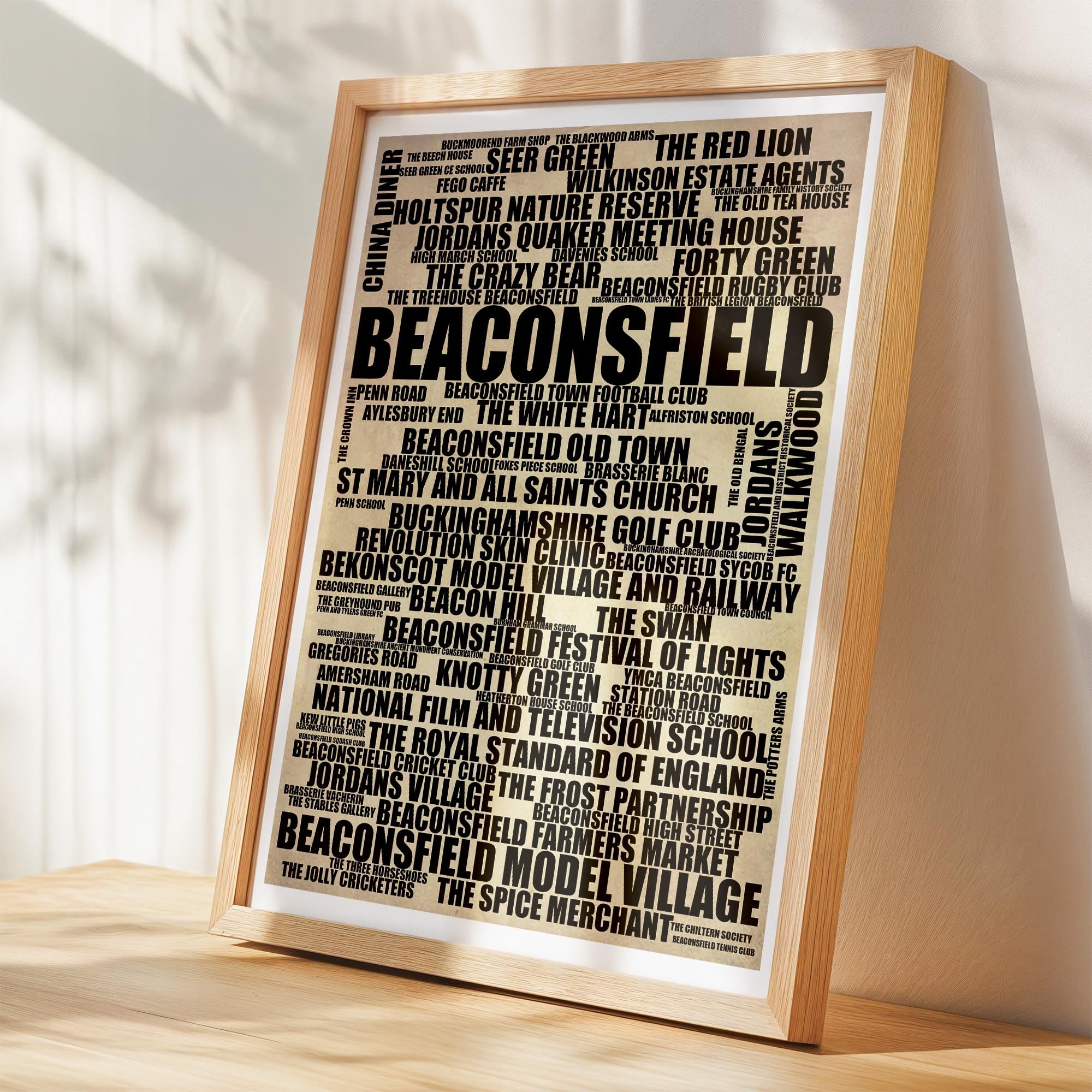 Beaconsfield - Premium Typographic Word Cloud Prints, Posters & Gifts