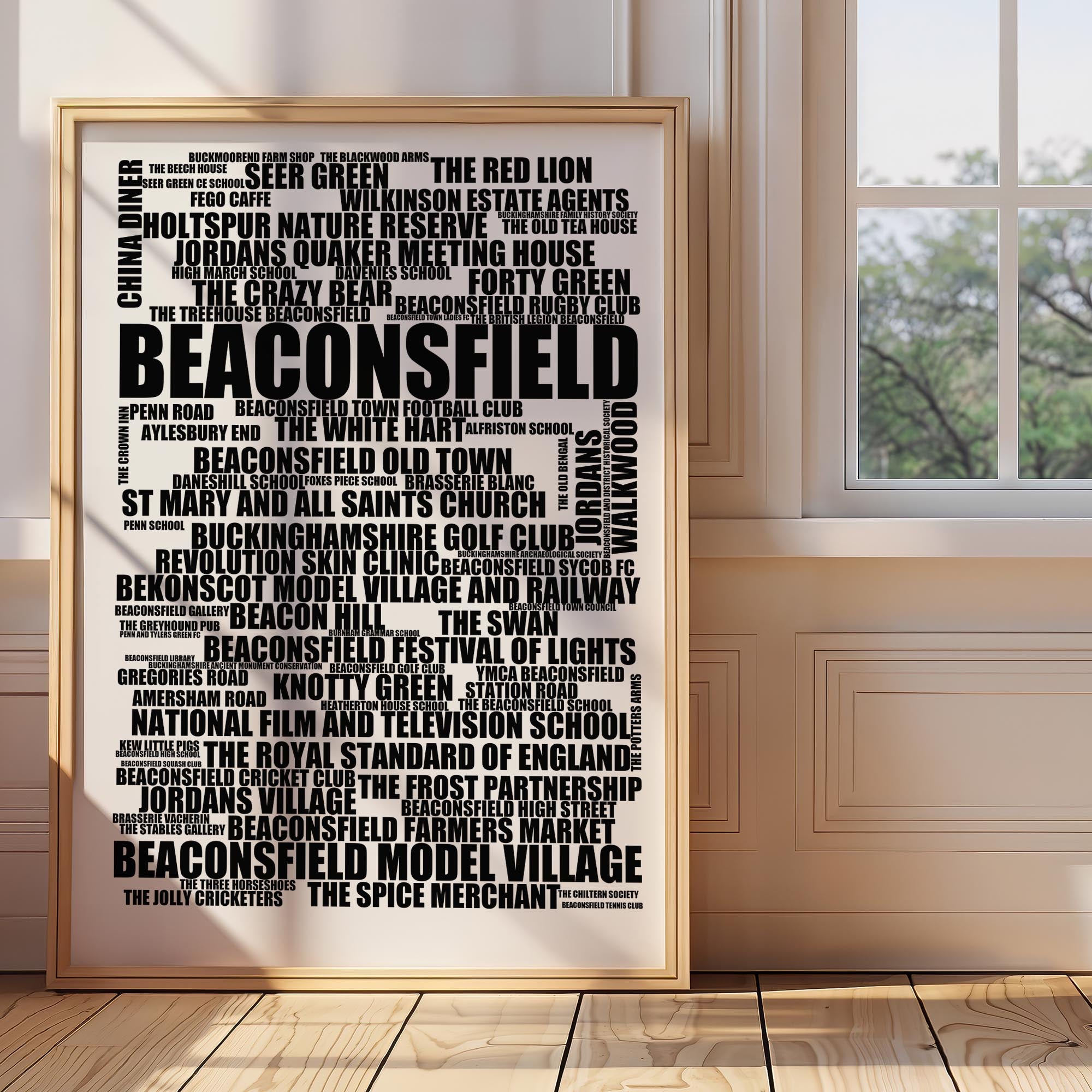 Beaconsfield - Premium Typographic Word Cloud Prints, Posters & Gifts