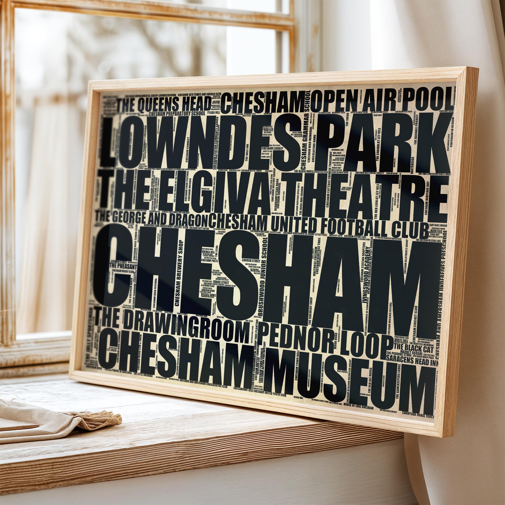 Chesham - Premium Typographic Word Cloud Prints, Posters & Gifts