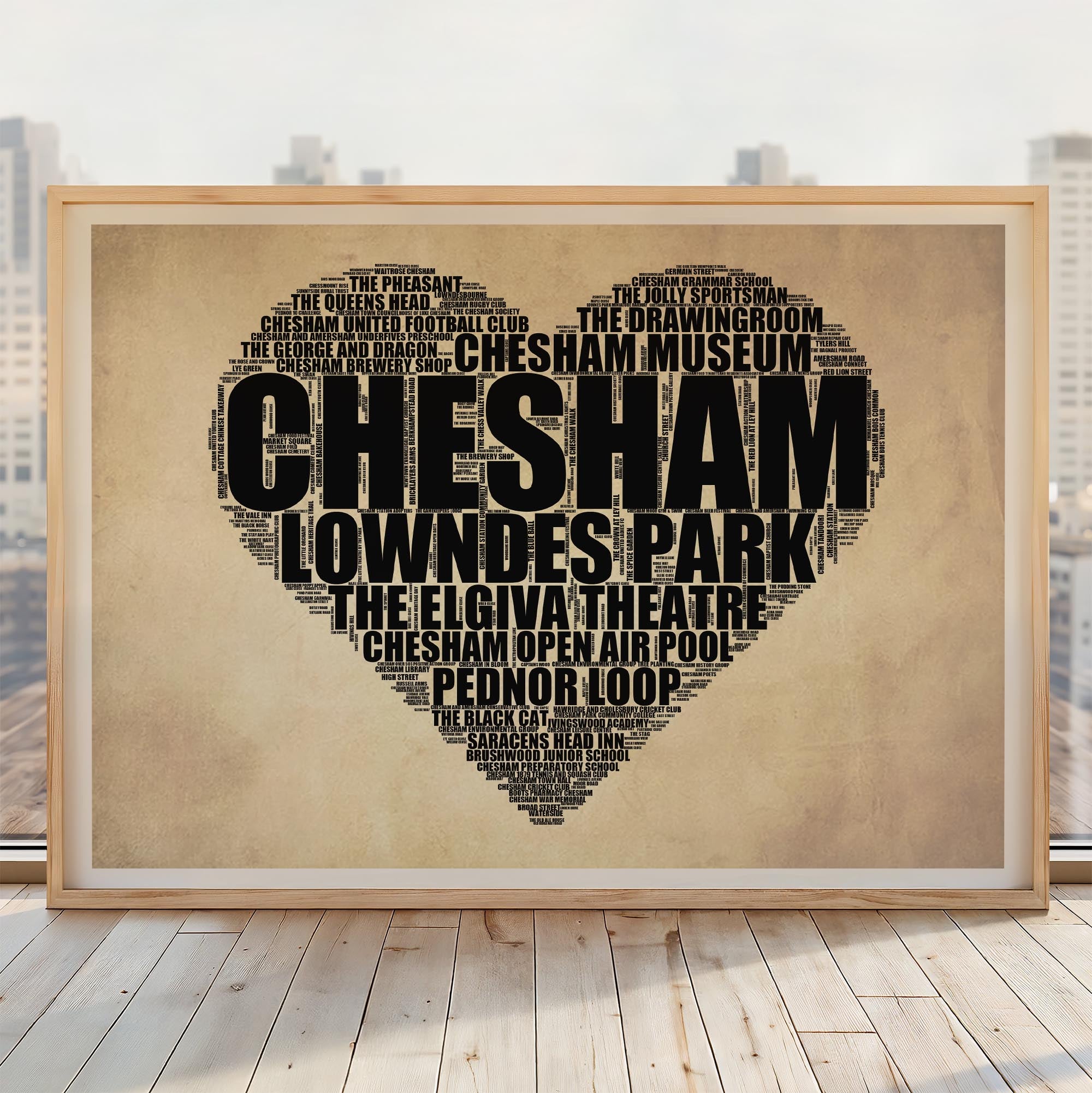 Chesham - Premium Typographic Word Cloud Prints, Posters & Gifts