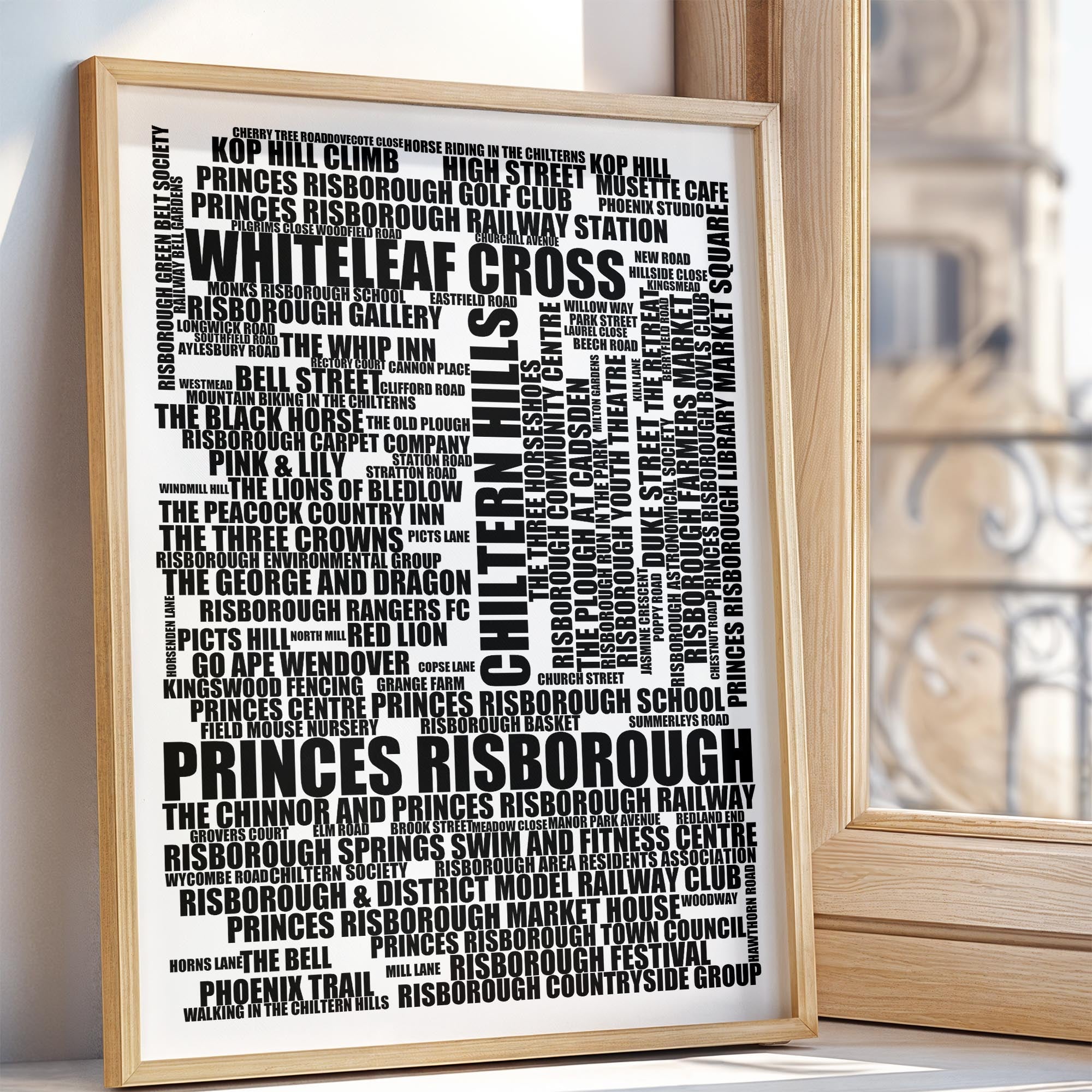 Princes Risborough - Premium Typographic Word Cloud Prints, Posters & Gifts