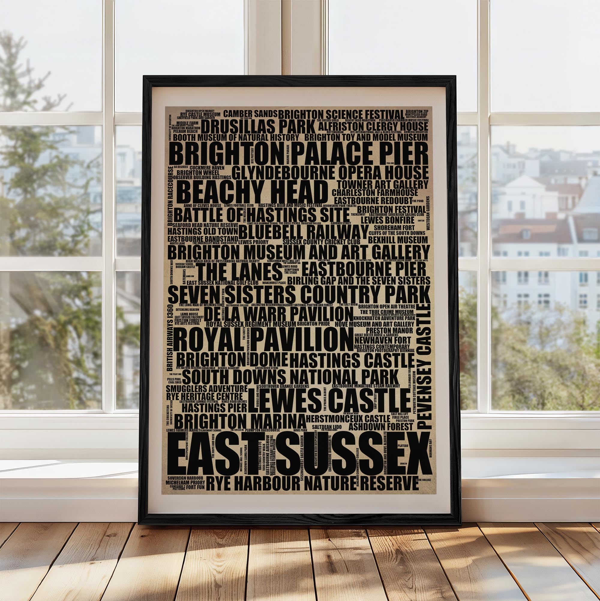 East Sussex - Premium Typographic Word Cloud Prints, Posters & Gifts