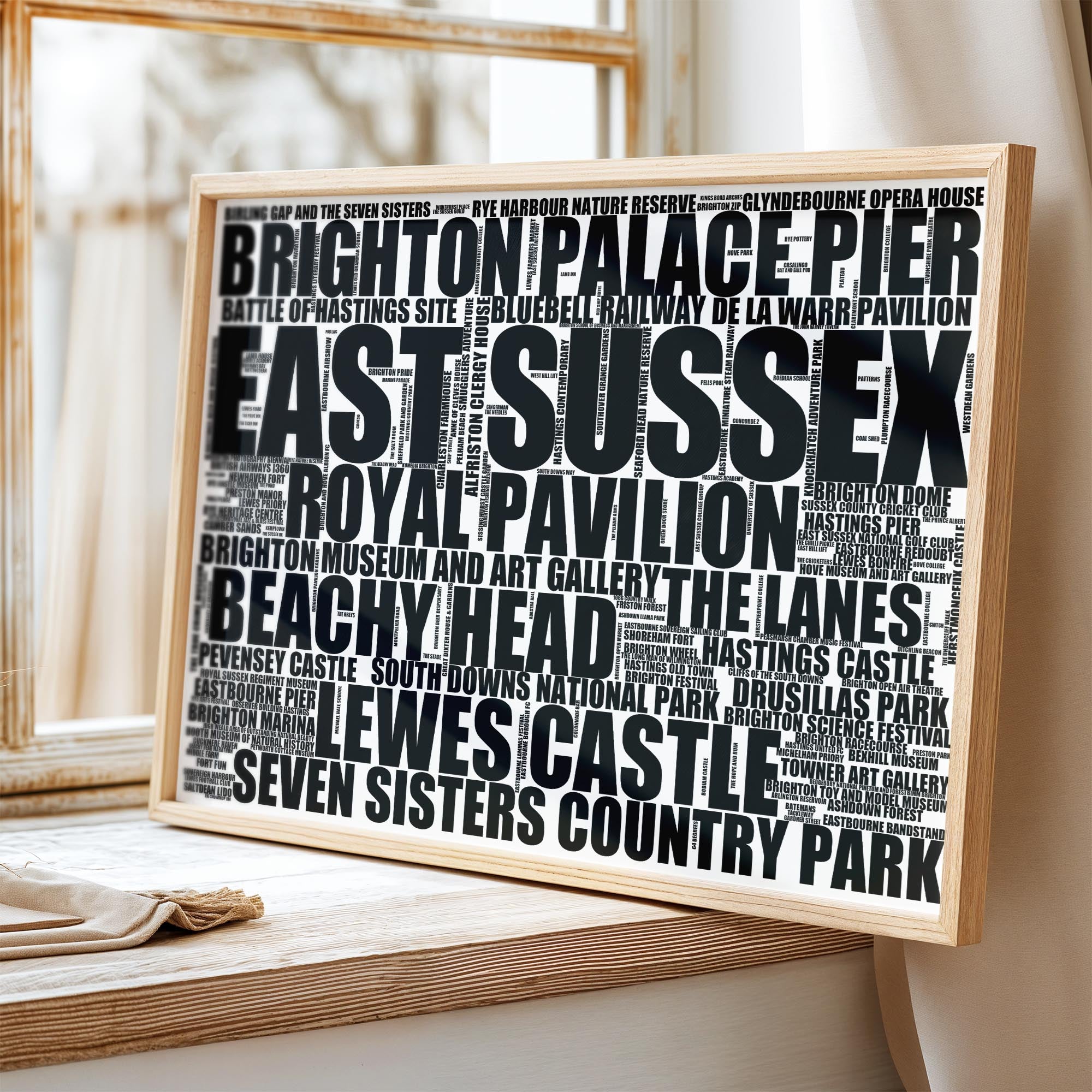 East Sussex - Premium Typographic Word Cloud Prints, Posters & Gifts