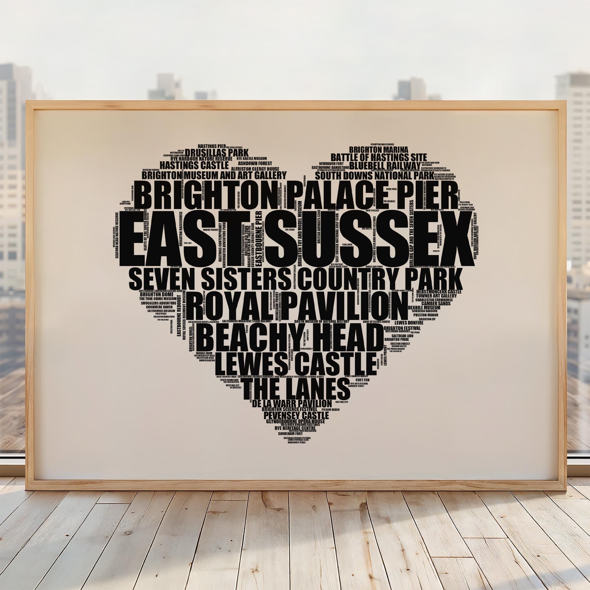 East Sussex - Premium Typographic Word Cloud Prints, Posters & Gifts