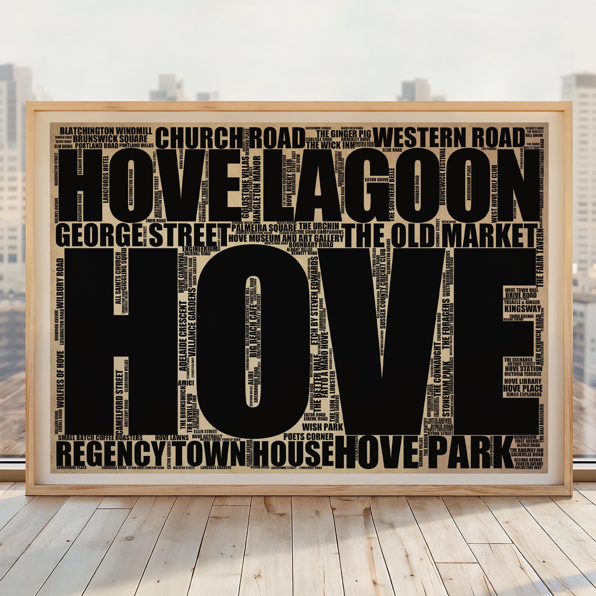 Hove - Premium Typographic Word Cloud Prints, Posters & Gifts