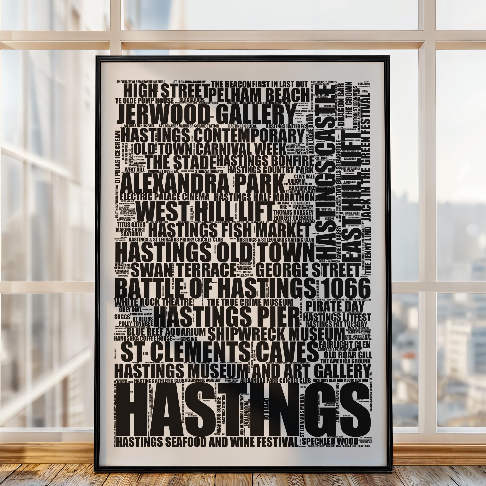 Hastings - Premium Typographic Word Cloud Prints, Posters & Gifts