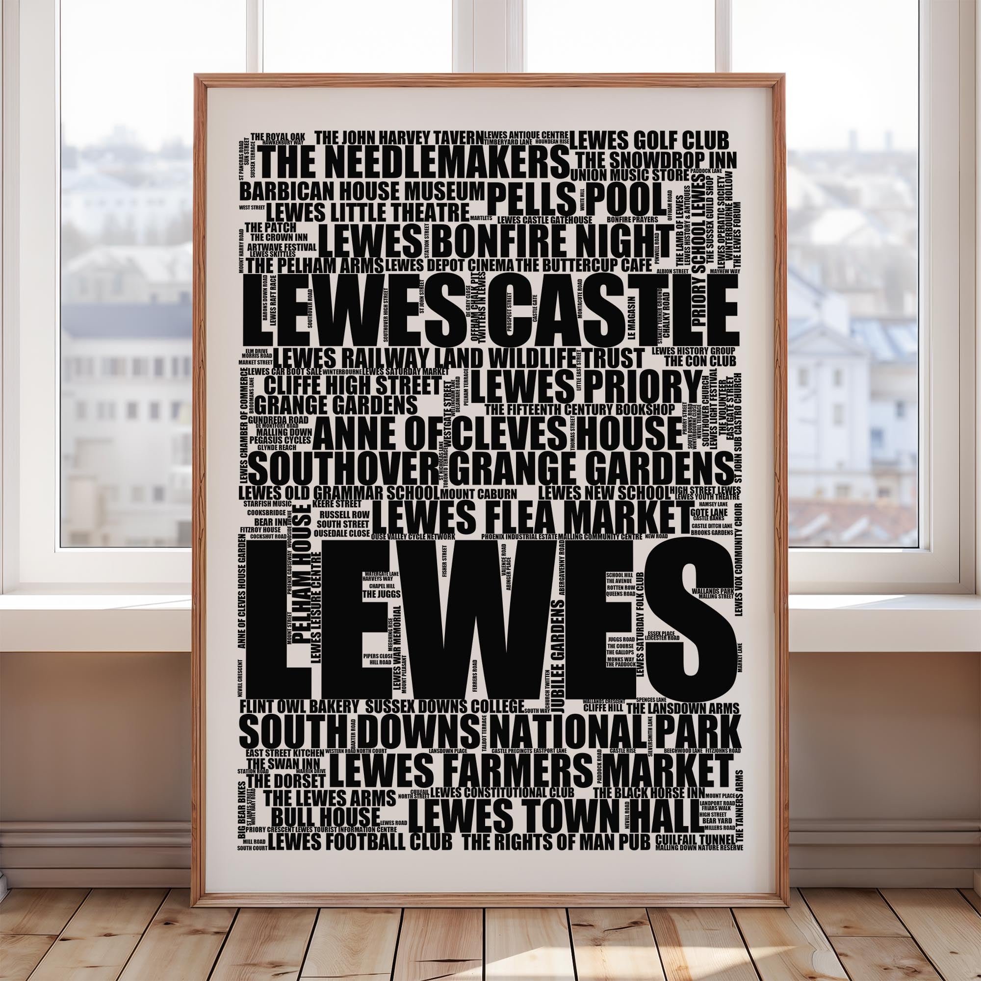 Lewes - Premium Typographic Word Cloud Prints, Posters & Gifts