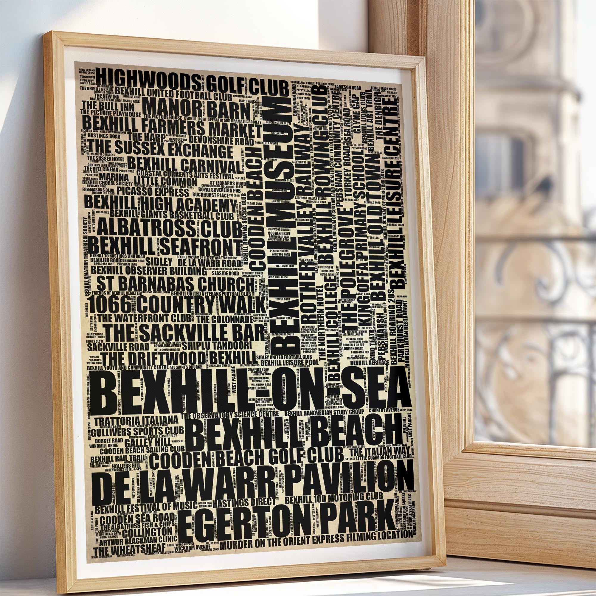 Bexhill-on-Sea - Premium Typographic Word Cloud Prints, Posters & Gifts