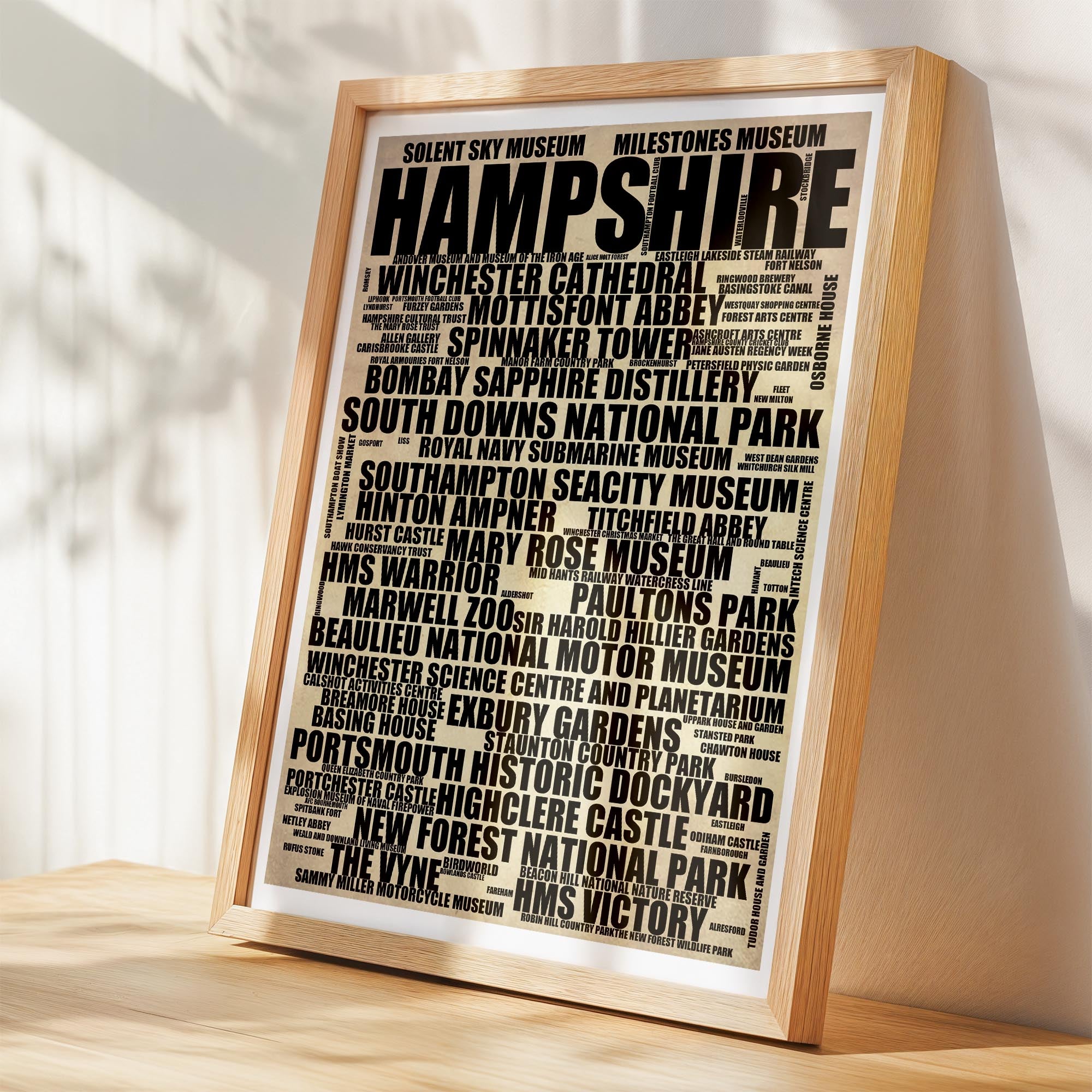 Hampshire - Premium Typographic Word Cloud Prints, Posters & Gifts