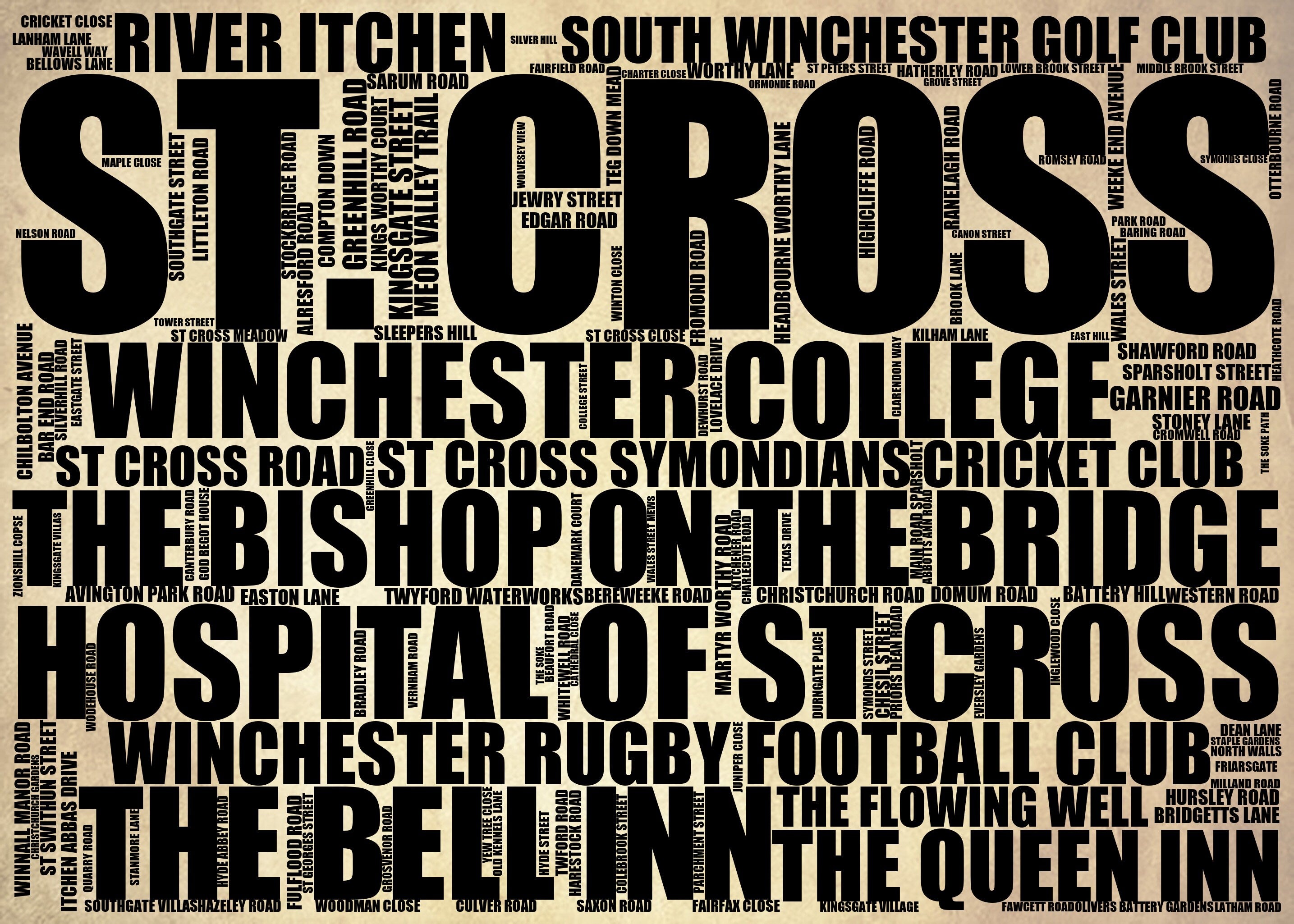 St. Cross - Premium Typographic Word Cloud Prints, Posters & Gifts