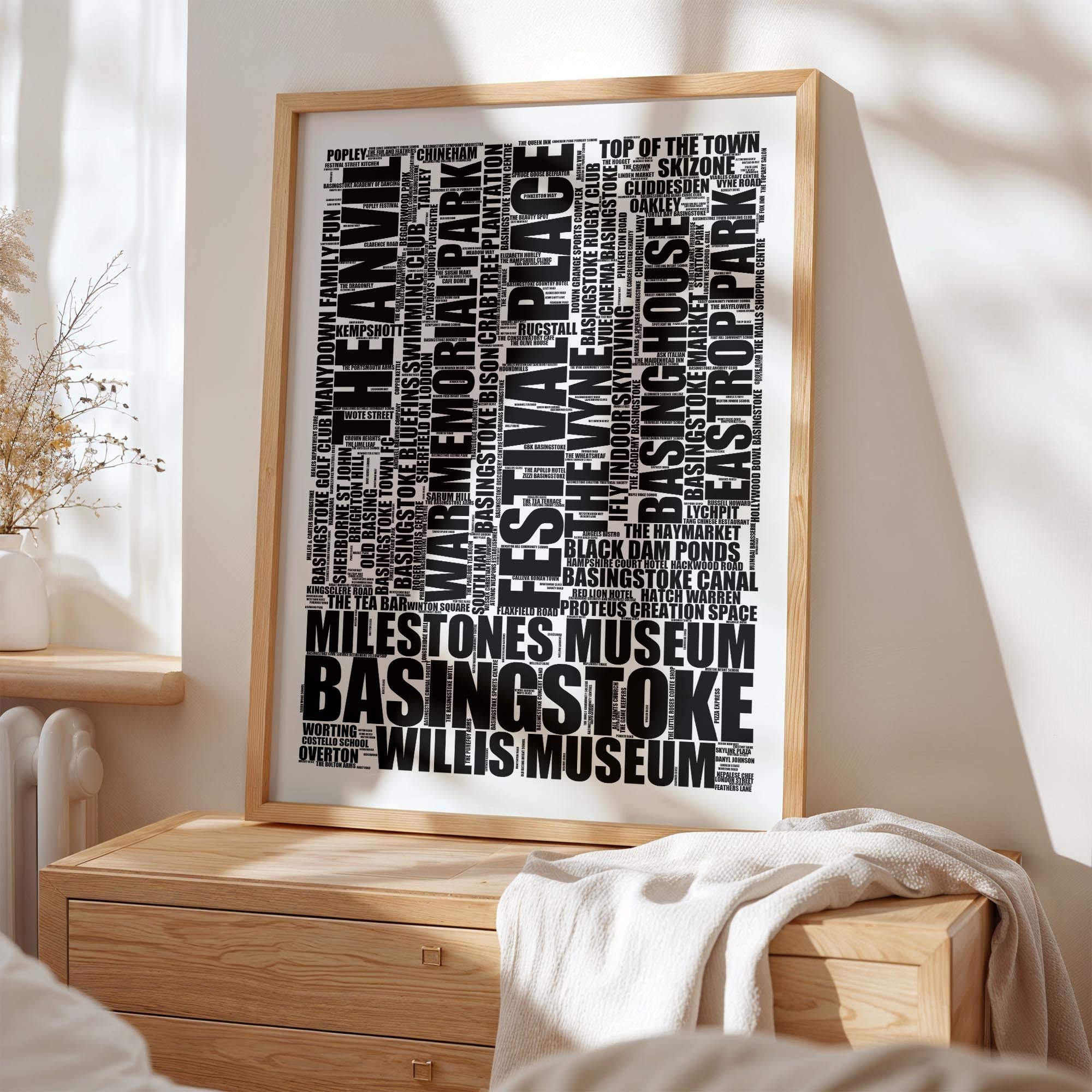 Basingstoke - Premium Typographic Word Cloud Prints, Posters & Gifts