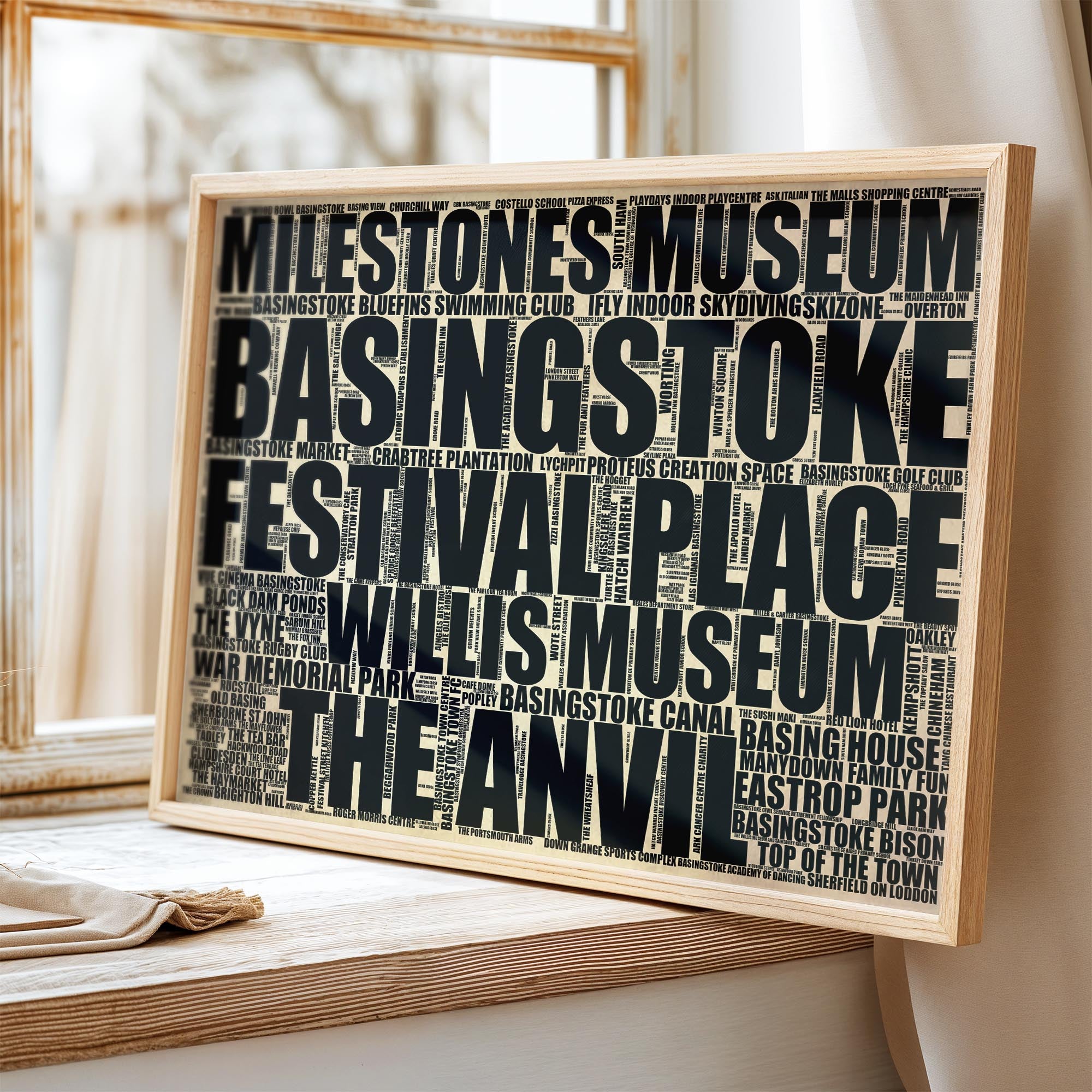 Basingstoke - Premium Typographic Word Cloud Prints, Posters & Gifts