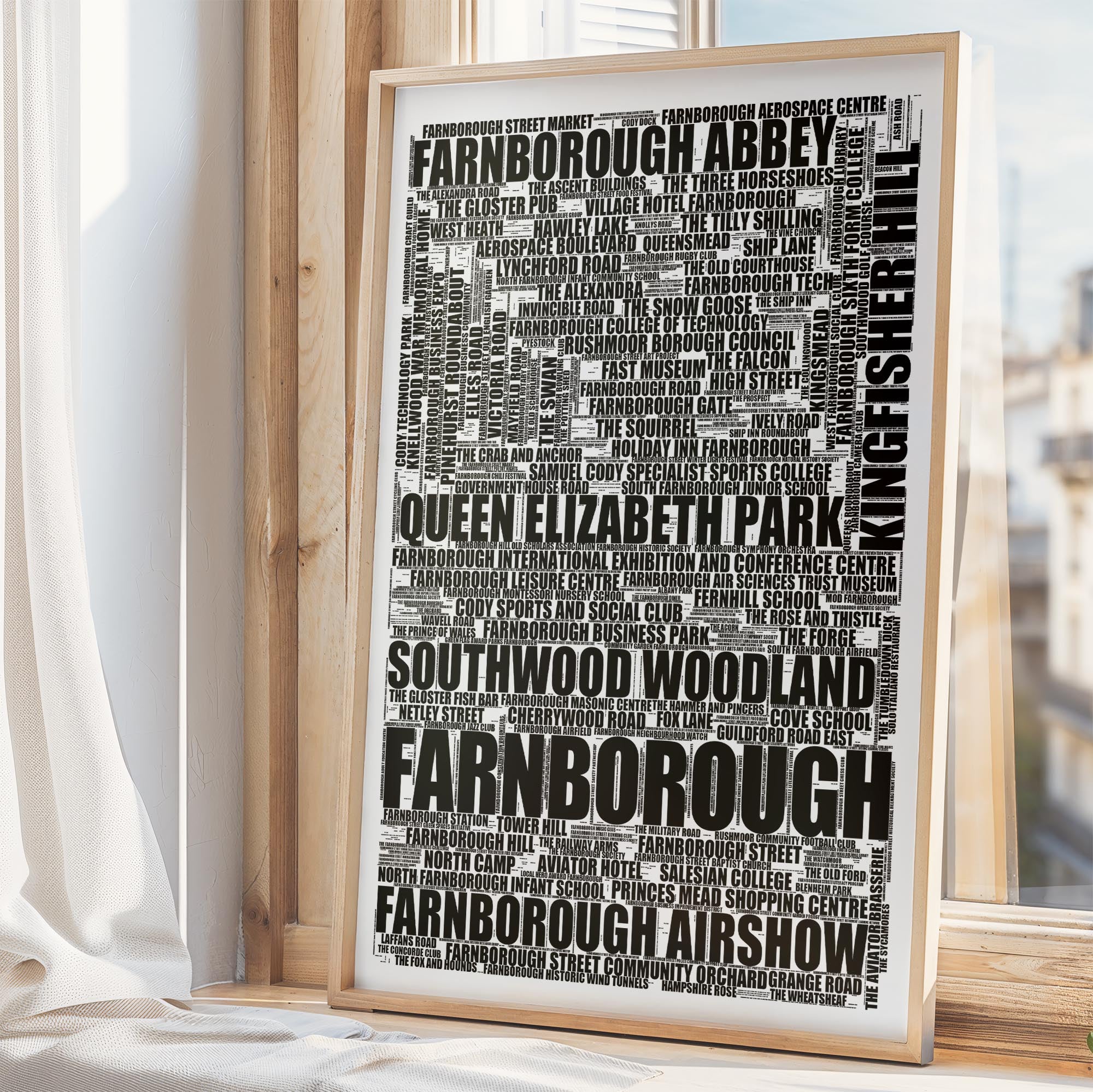 Farnborough - Premium Typographic Word Cloud Prints, Posters & Gifts