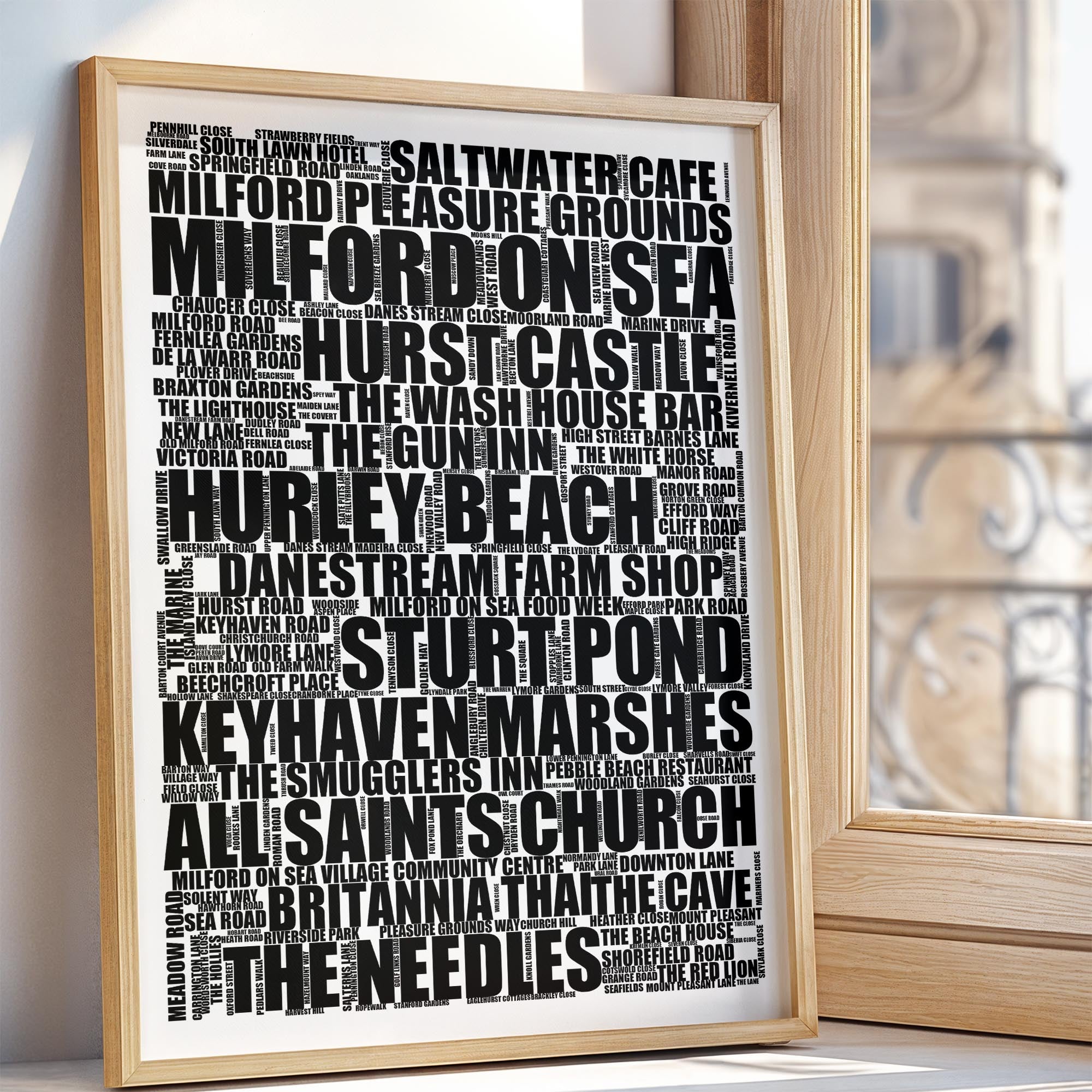 Milford on Sea - Premium Typographic Word Cloud Prints, Posters & Gifts