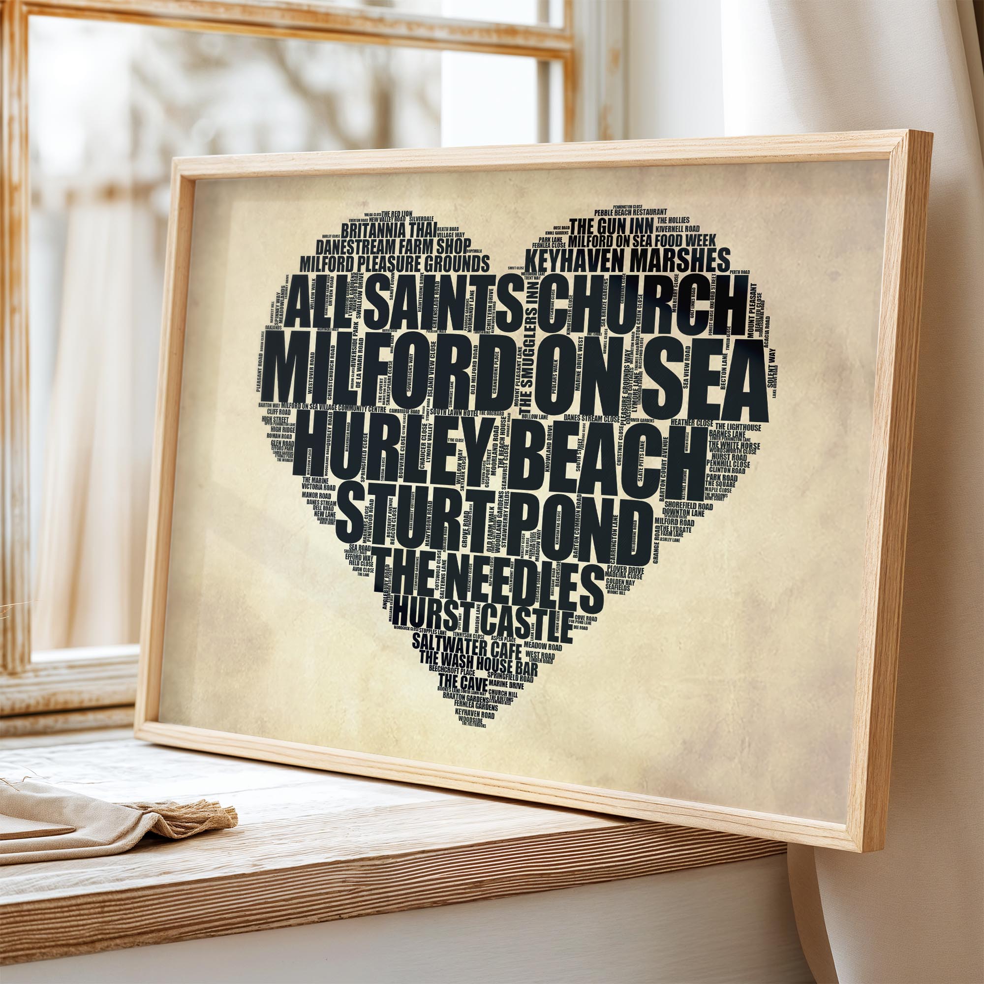 Milford on Sea - Premium Typographic Word Cloud Prints, Posters & Gifts