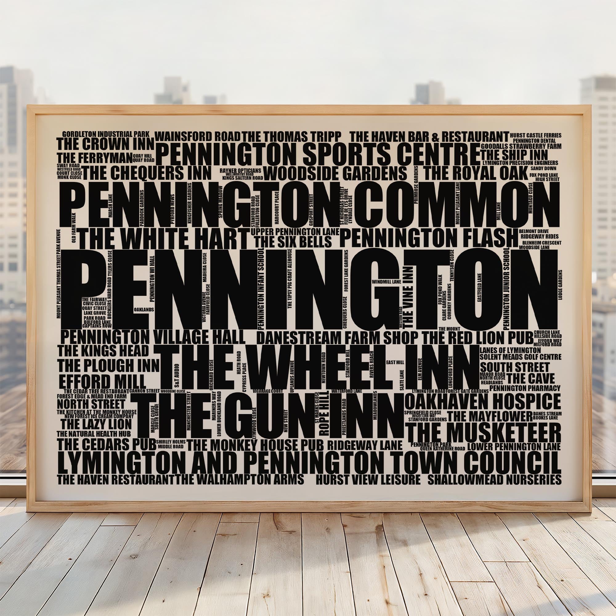 Pennington - Premium Typographic Word Cloud Prints, Posters & Gifts