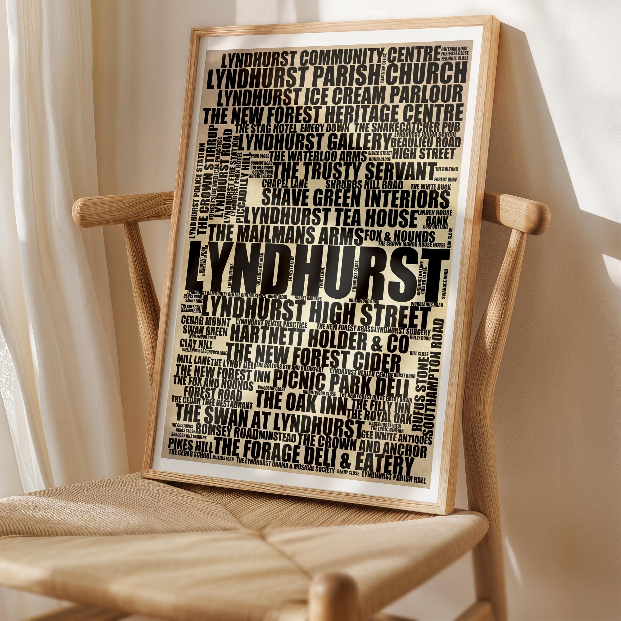 Lyndhurst - Premium Typographic Word Cloud Prints, Posters & Gifts