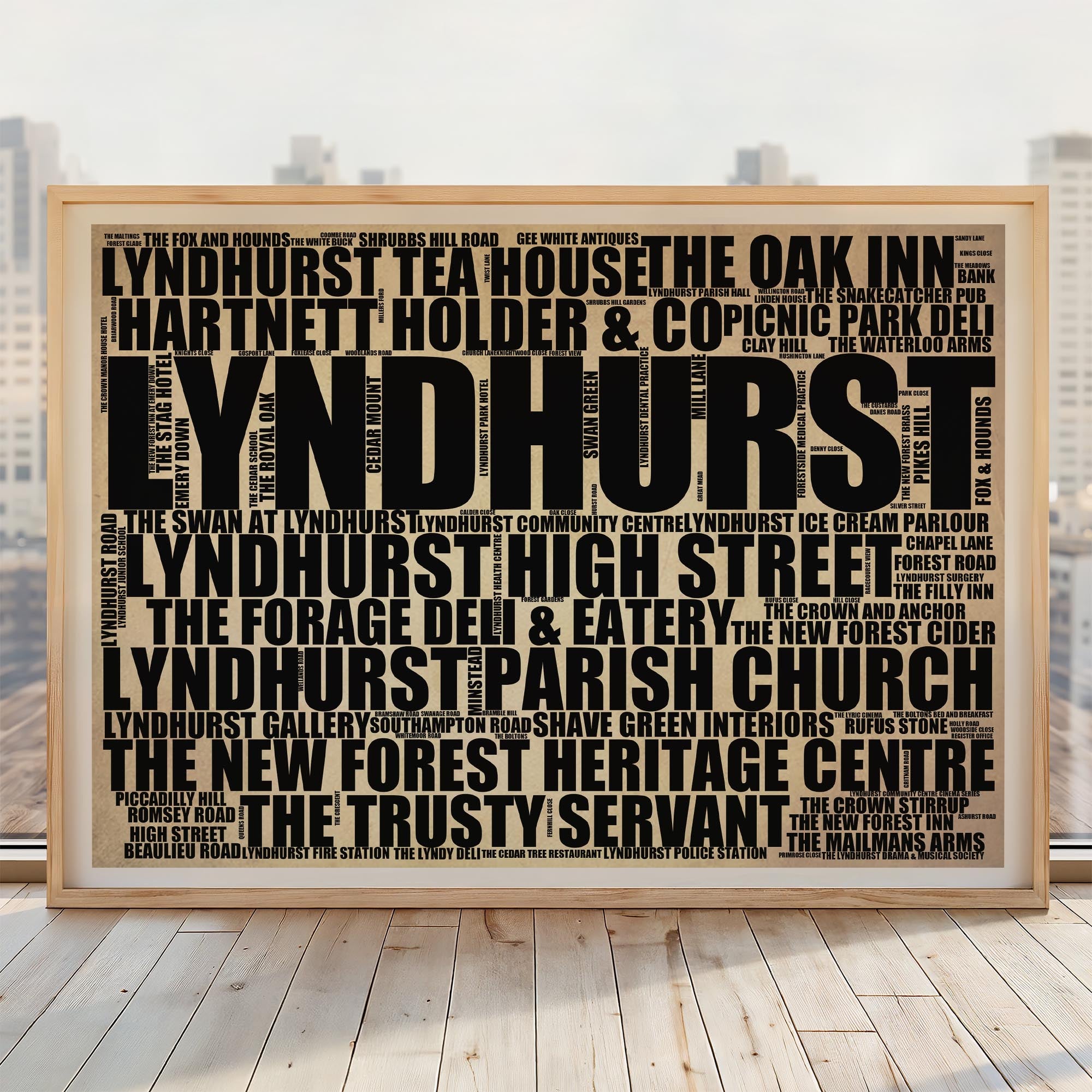 Lyndhurst - Premium Typographic Word Cloud Prints, Posters & Gifts