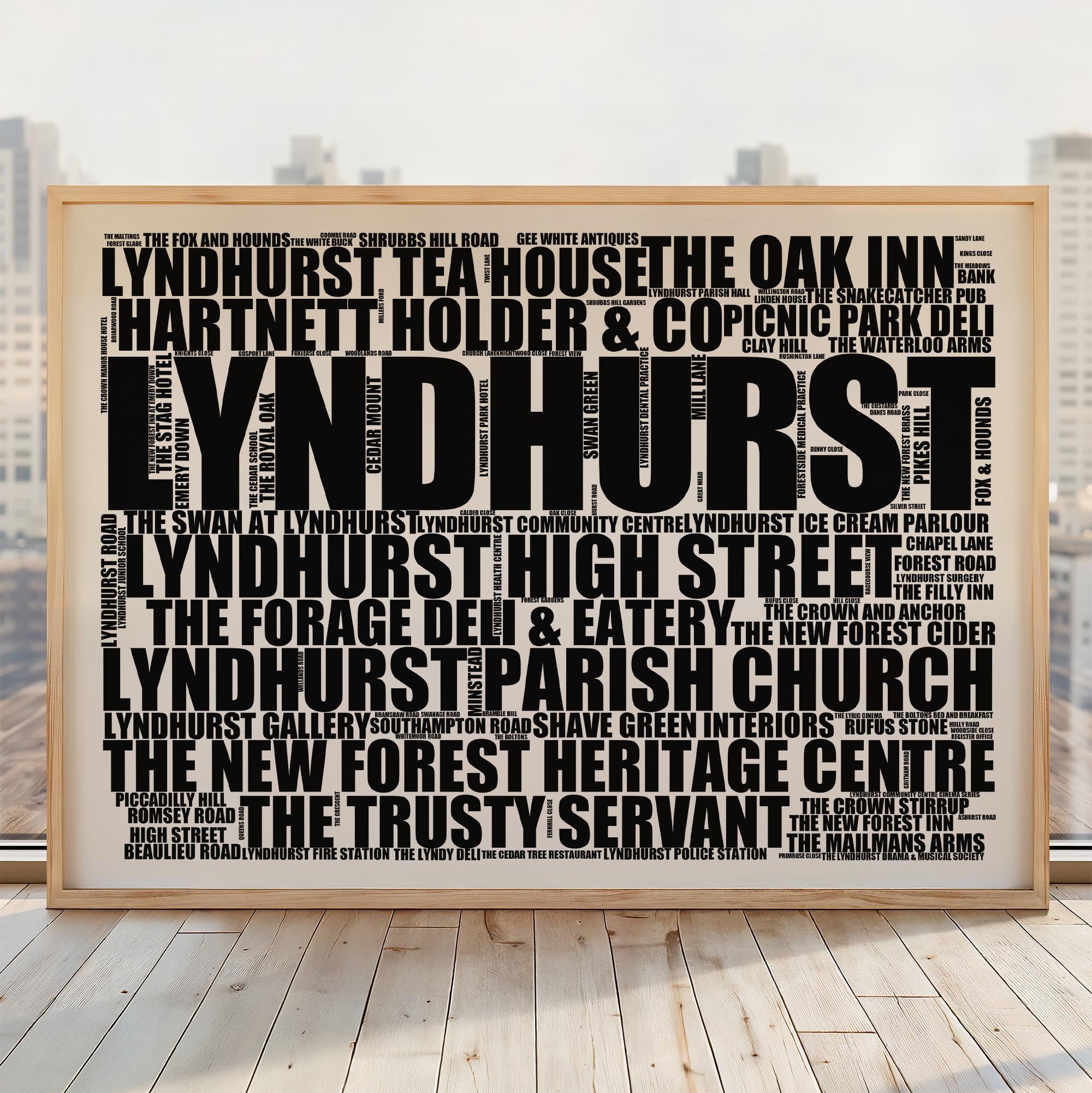 Lyndhurst - Premium Typographic Word Cloud Prints, Posters & Gifts