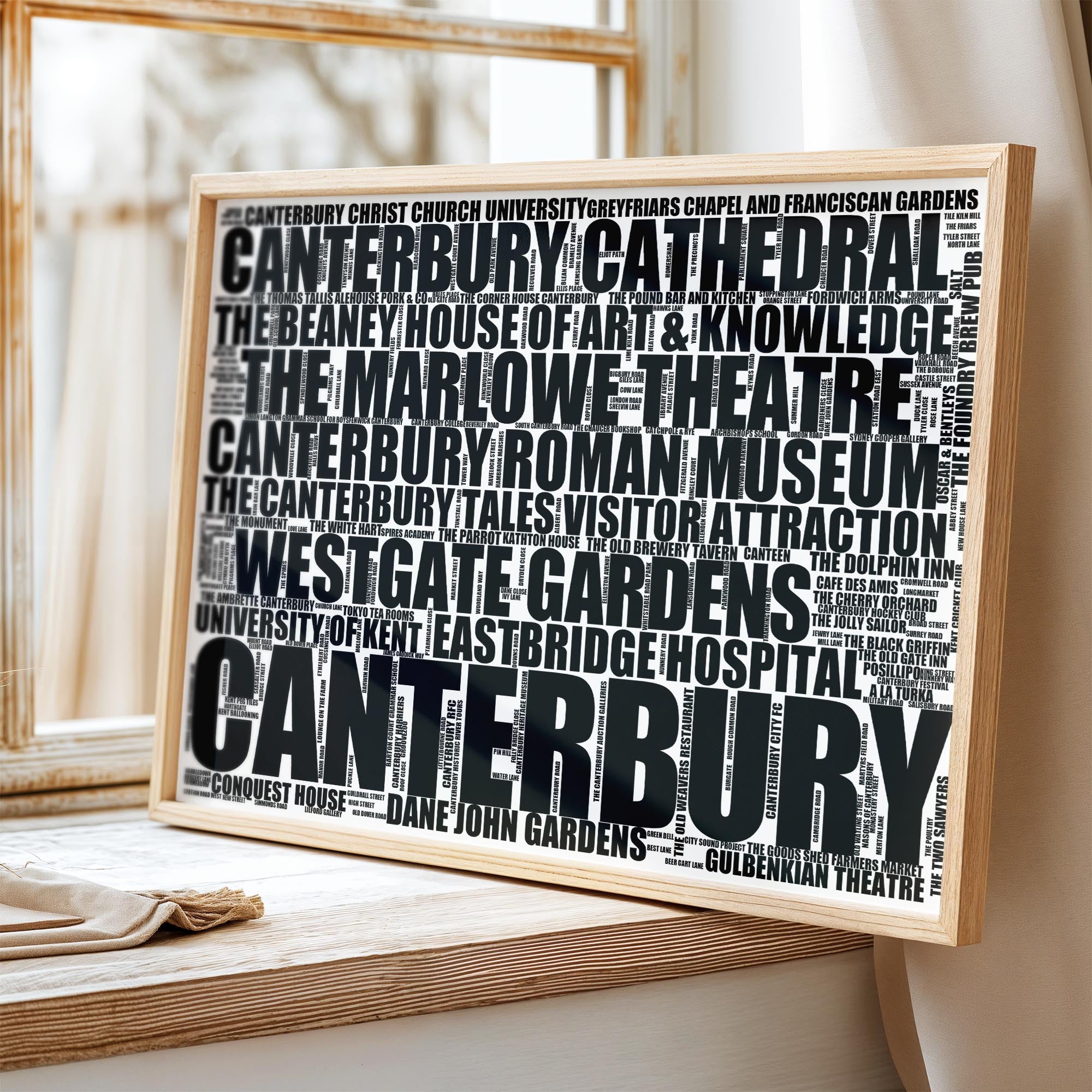 Canterbury - Premium Typographic Word Cloud Prints, Posters & Gifts