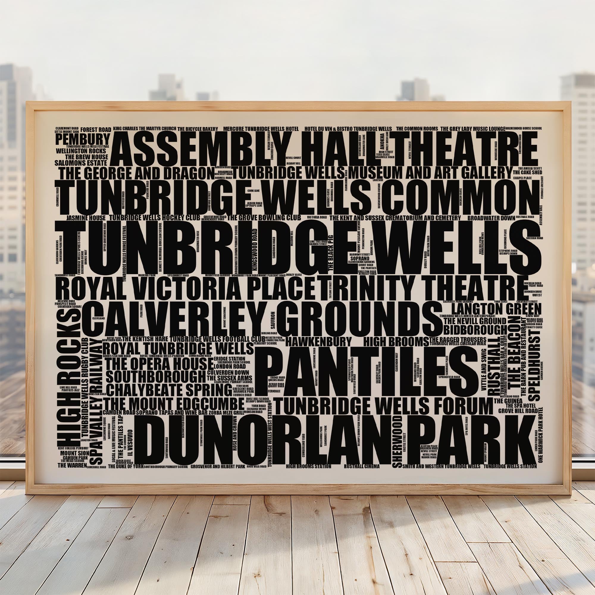 Tunbridge Wells - Premium Typographic Word Cloud Prints, Posters & Gifts