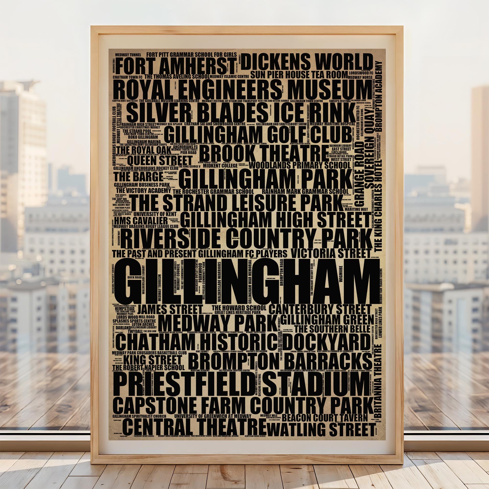 Gillingham - Premium Typographic Word Cloud Prints, Posters & Gifts