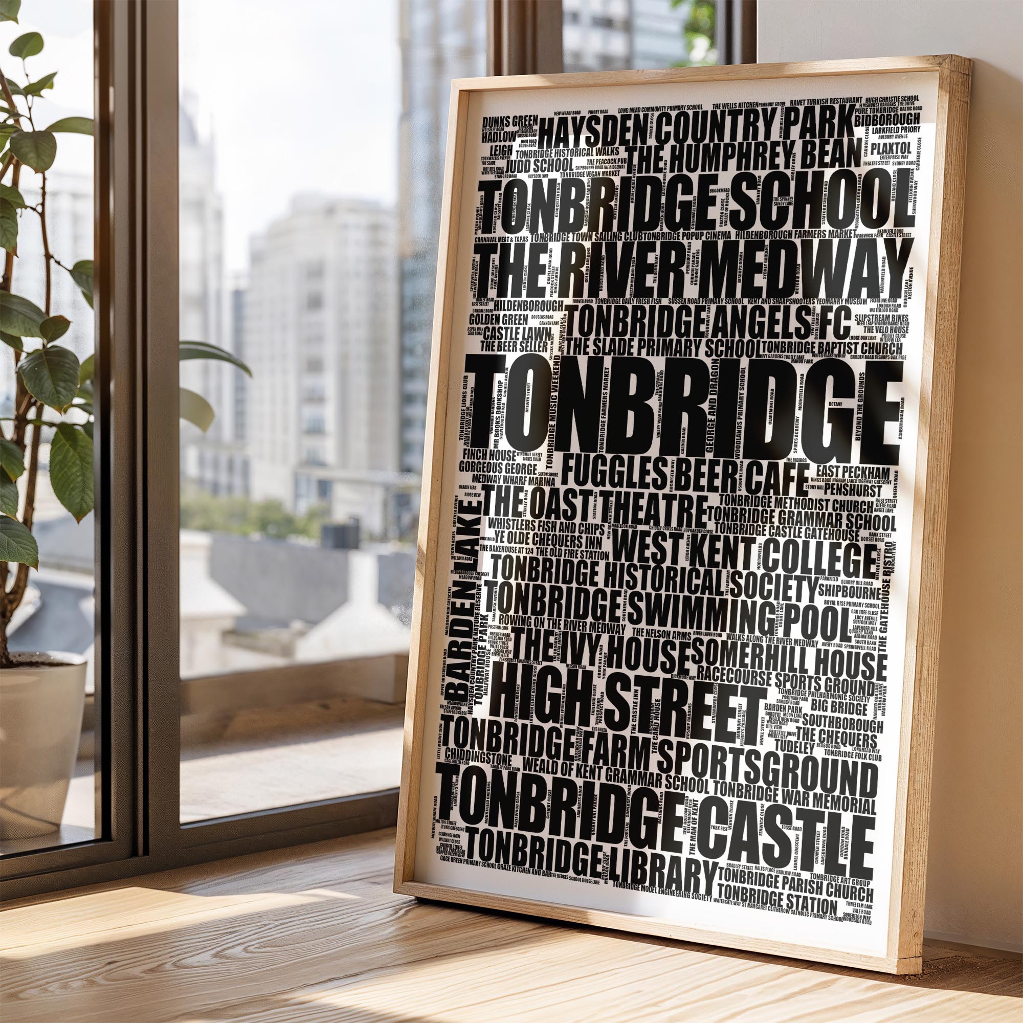 Tonbridge - Premium Typographic Word Cloud Prints, Posters & Gifts