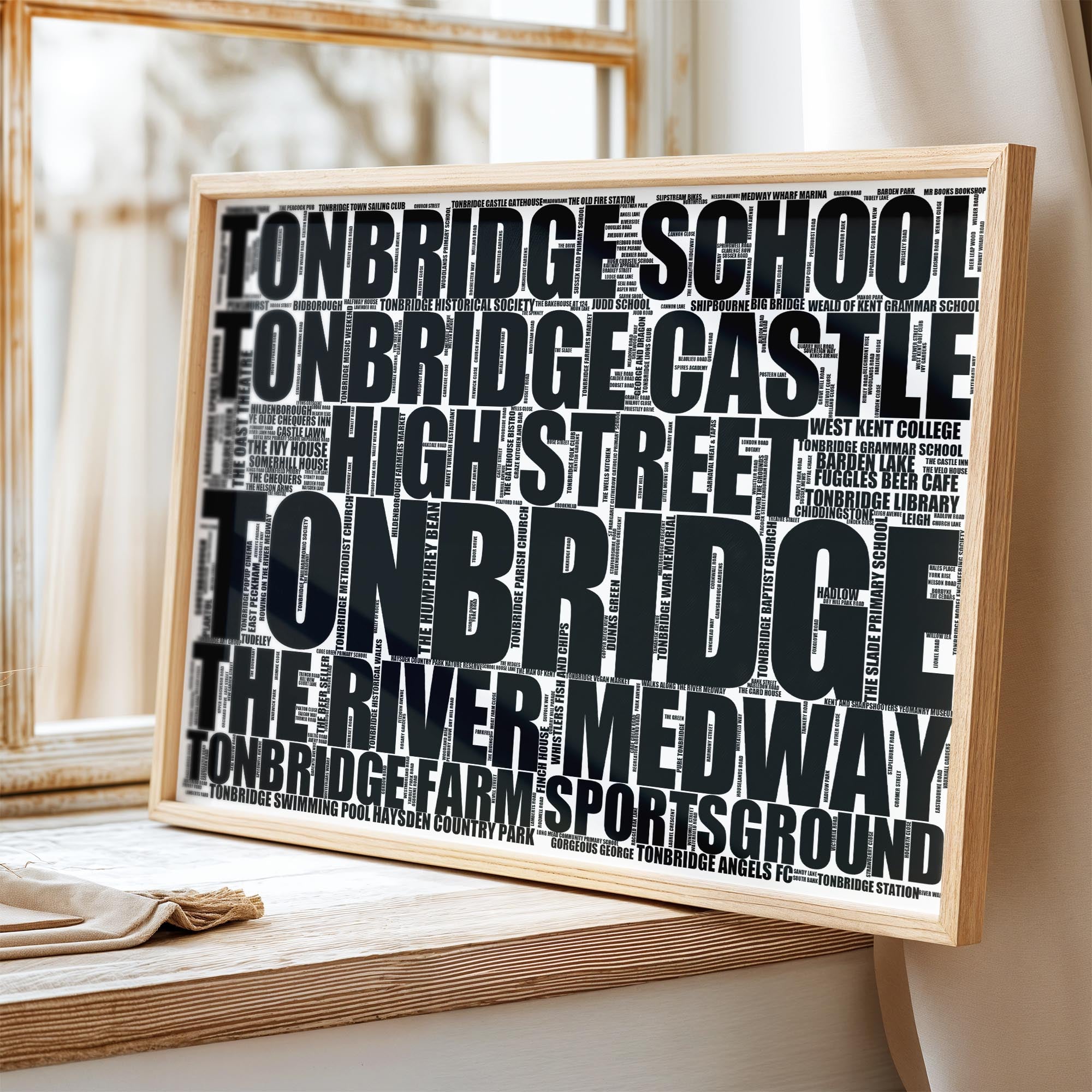 Tonbridge - Premium Typographic Word Cloud Prints, Posters & Gifts