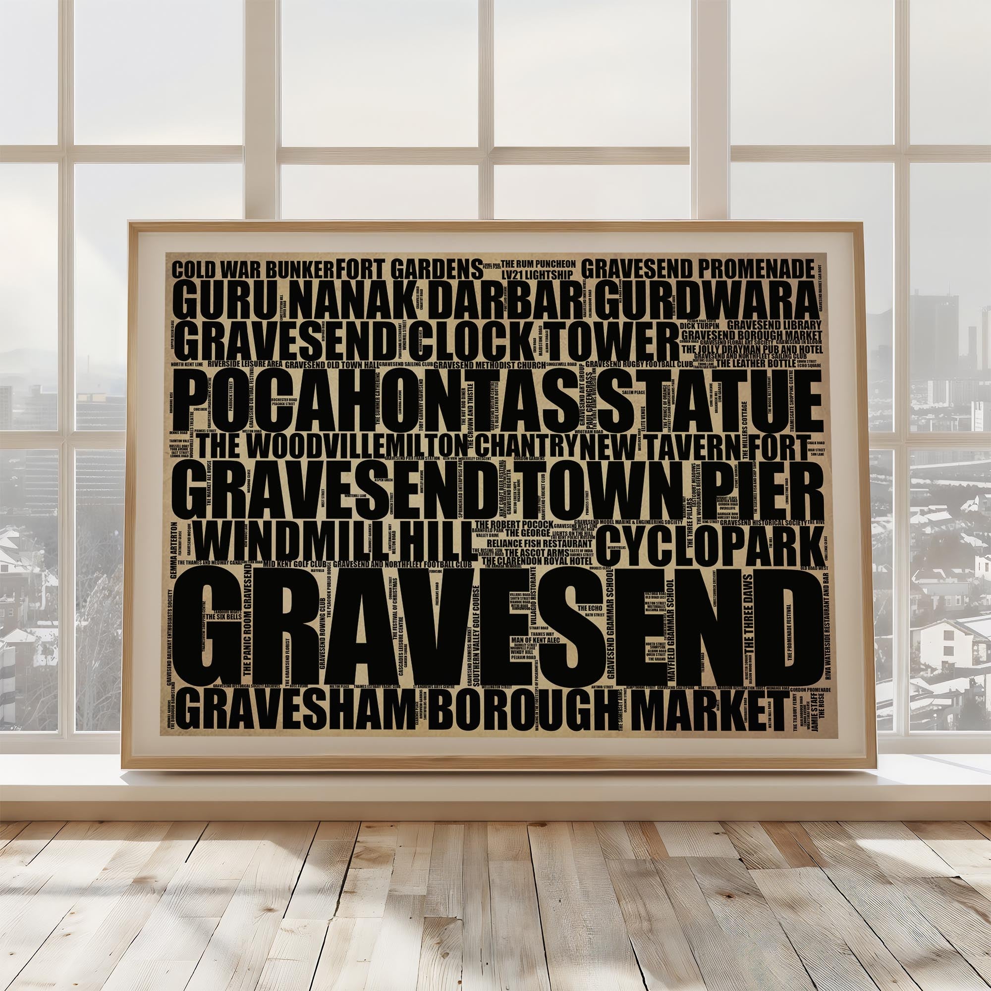 Gravesend - Premium Typographic Word Cloud Prints, Posters & Gifts