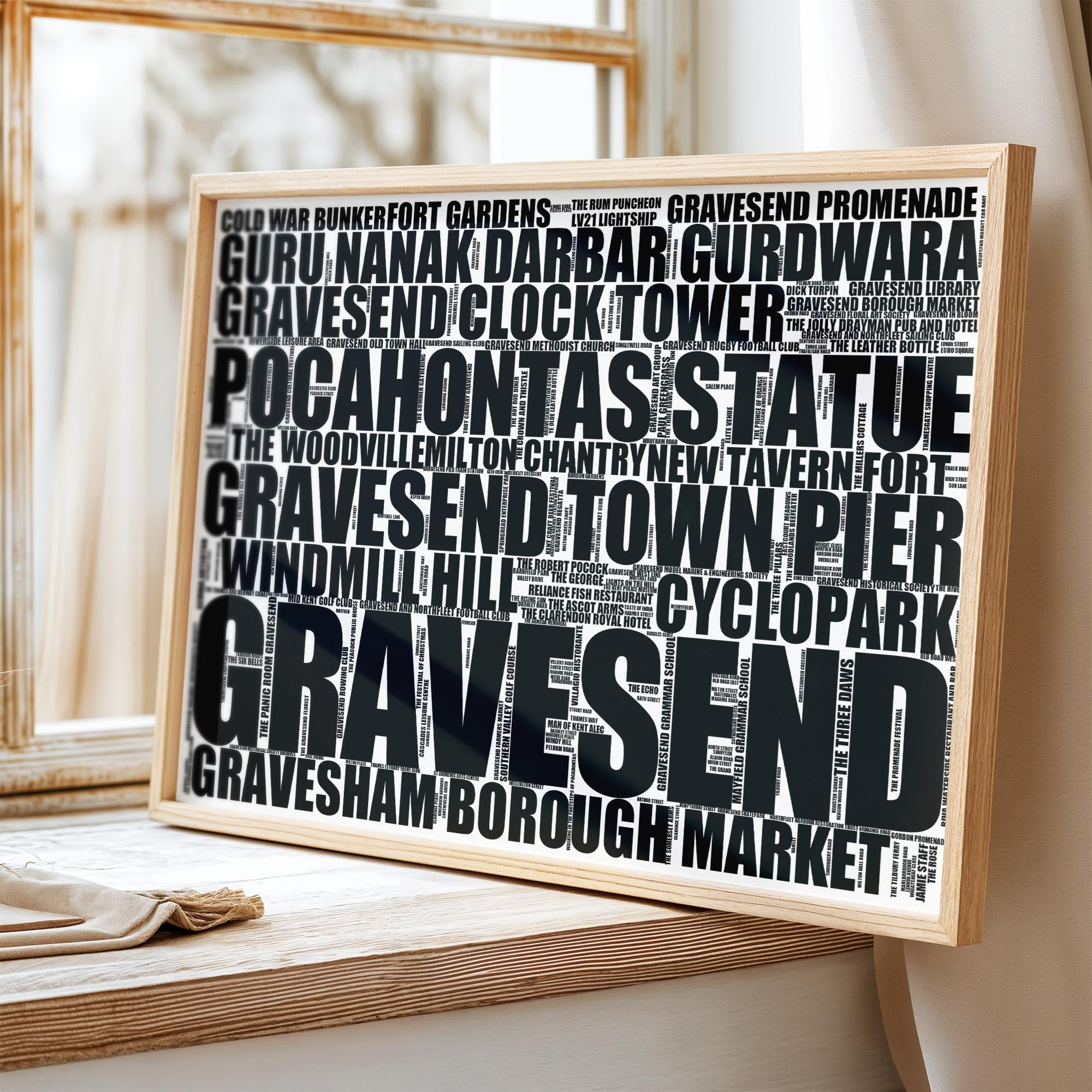 Gravesend - Premium Typographic Word Cloud Prints, Posters & Gifts