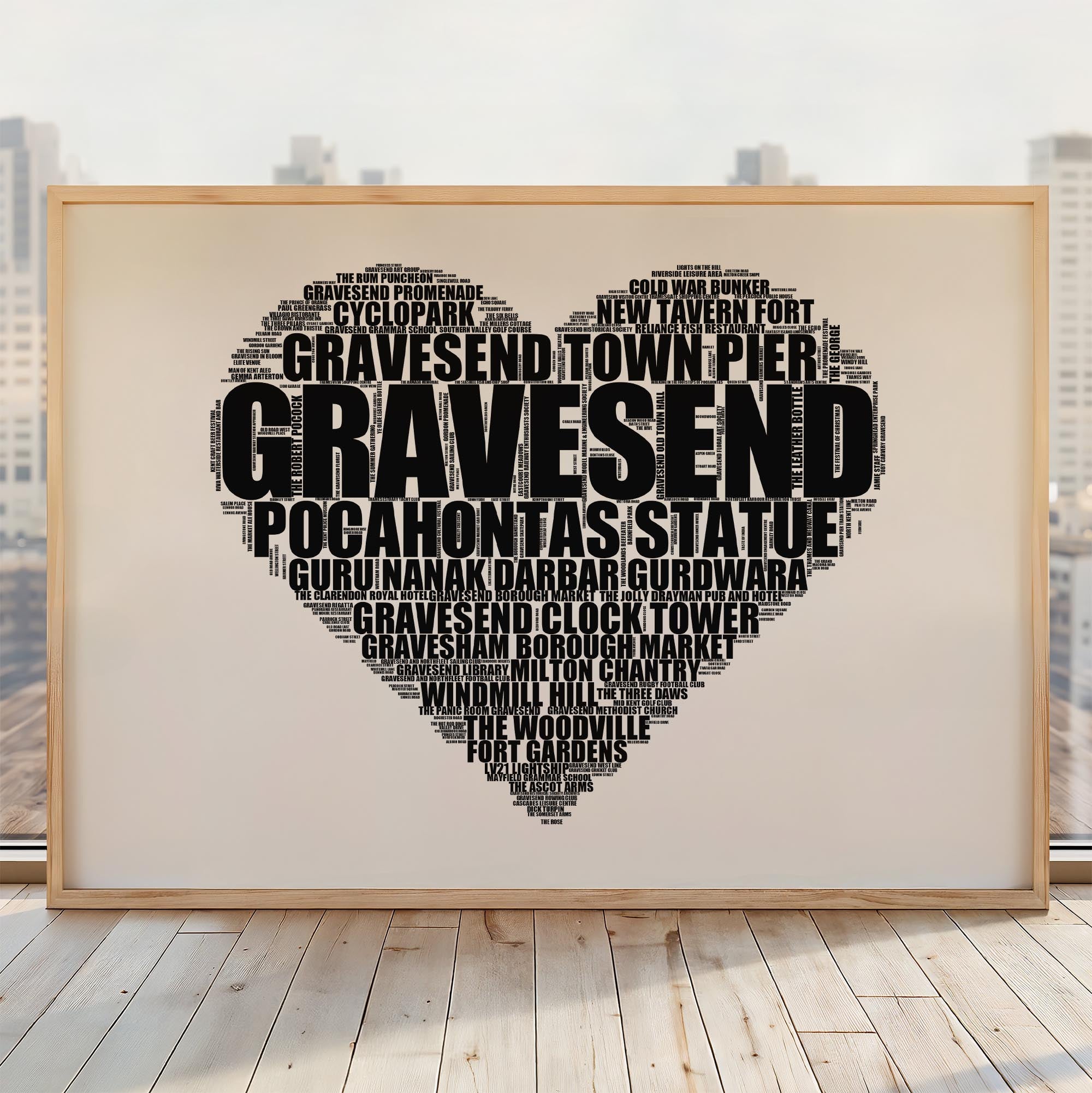 Gravesend - Premium Typographic Word Cloud Prints, Posters & Gifts