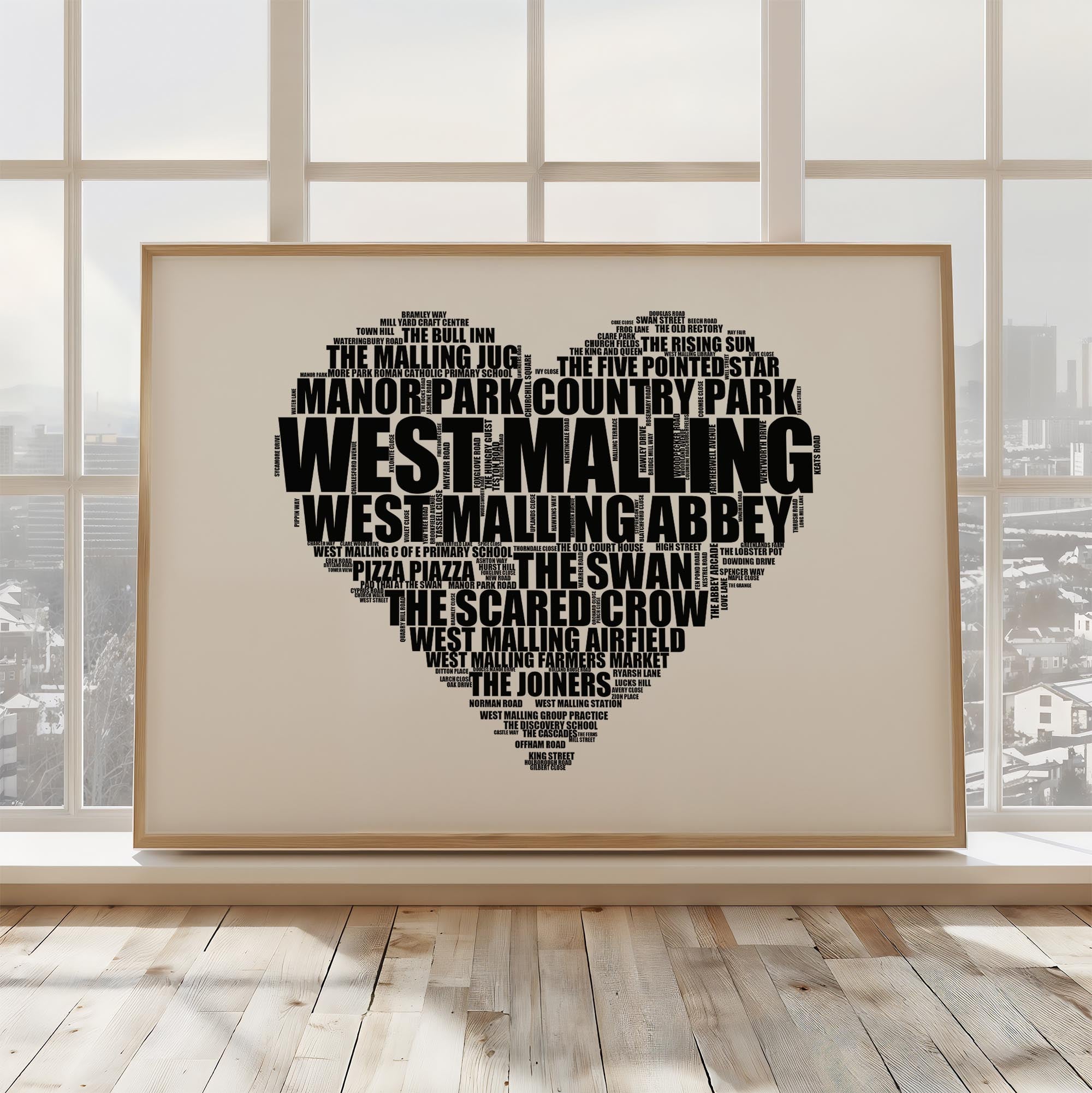 West Malling - Premium Typographic Word Cloud Prints, Posters & Gifts