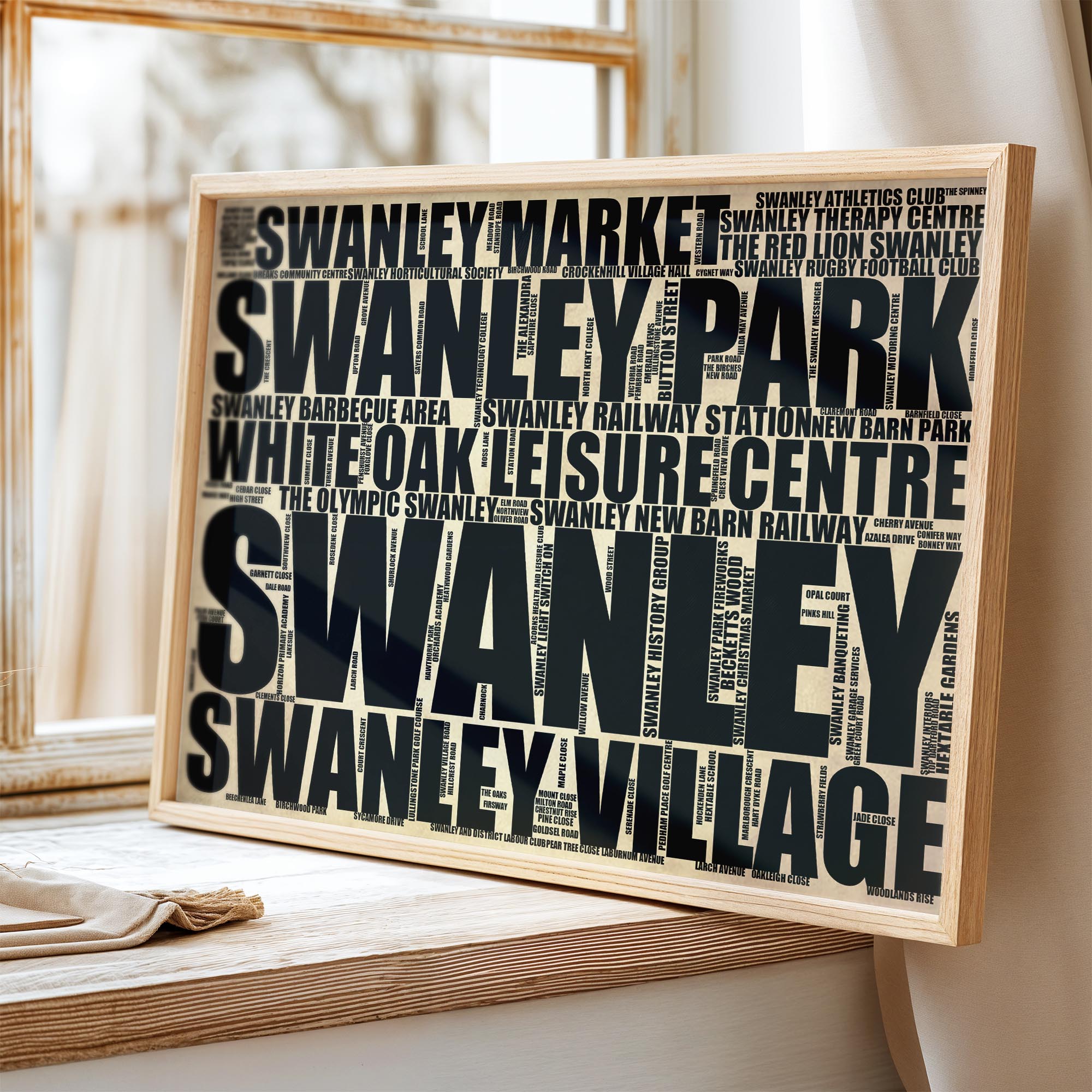 Swanley - Premium Typographic Word Cloud Prints, Posters & Gifts