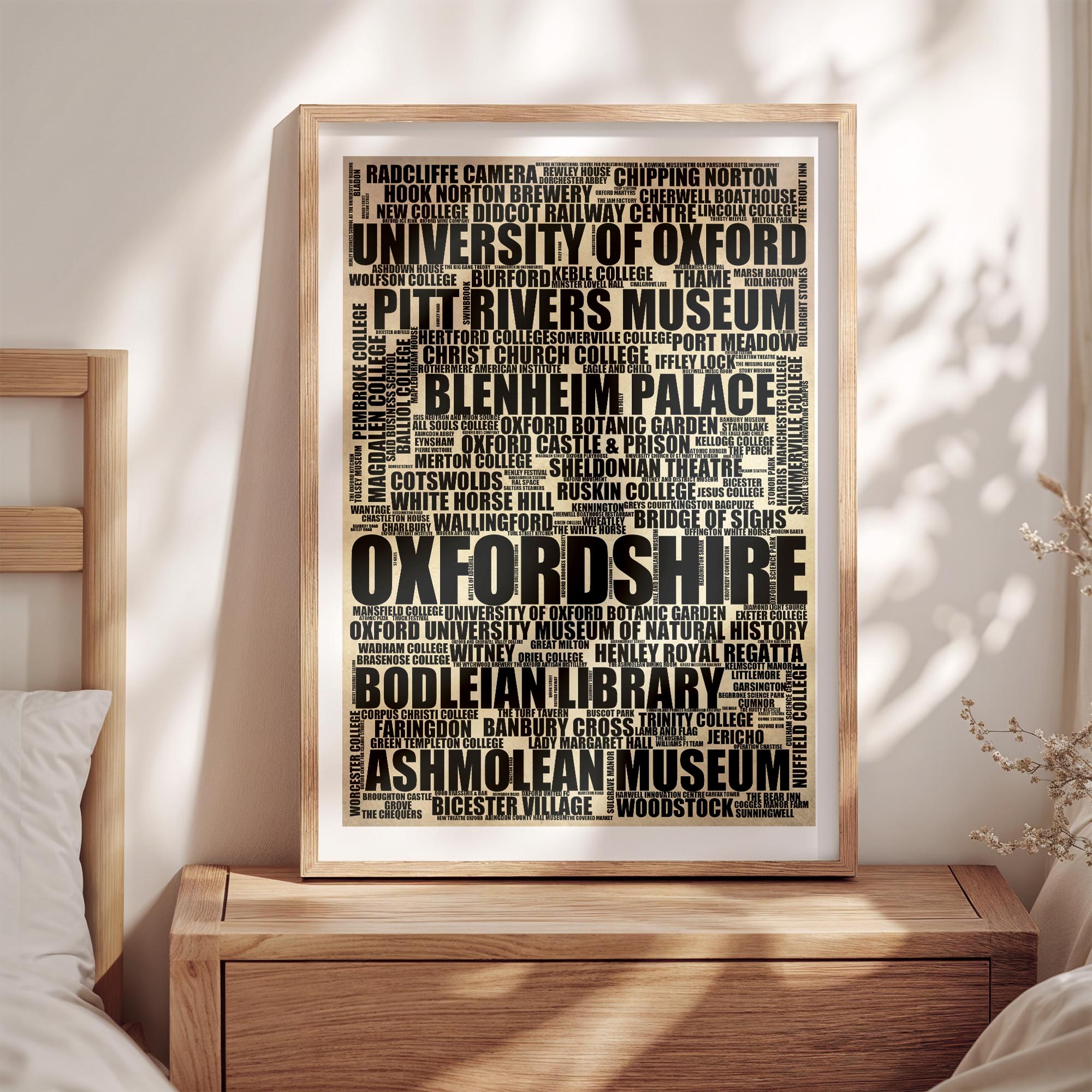 Oxfordshire - Premium Typographic Word Cloud Prints, Posters & Gifts