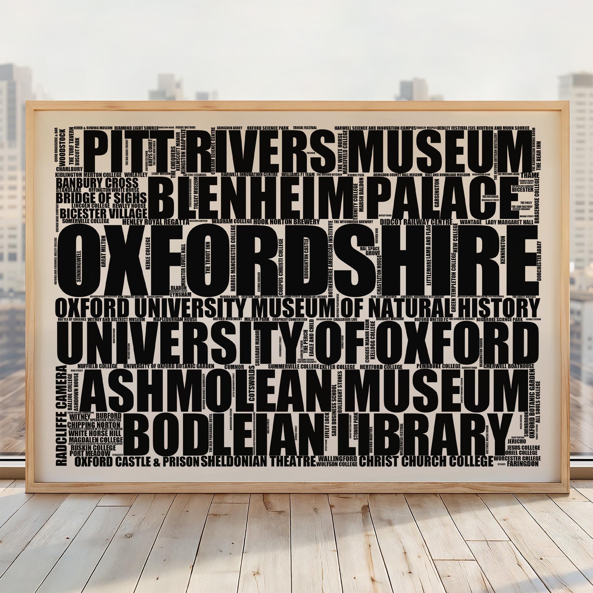Oxfordshire - Premium Typographic Word Cloud Prints, Posters & Gifts