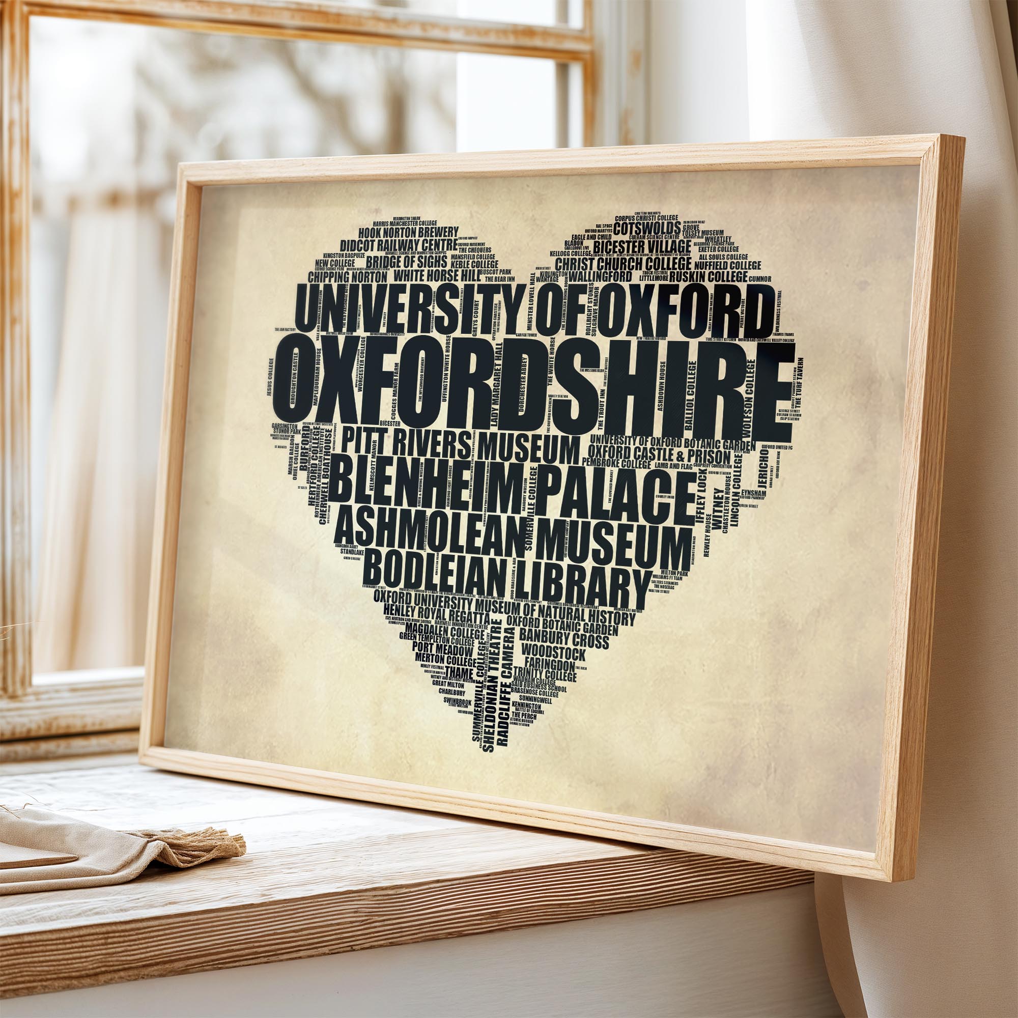 Oxfordshire - Premium Typographic Word Cloud Prints, Posters & Gifts