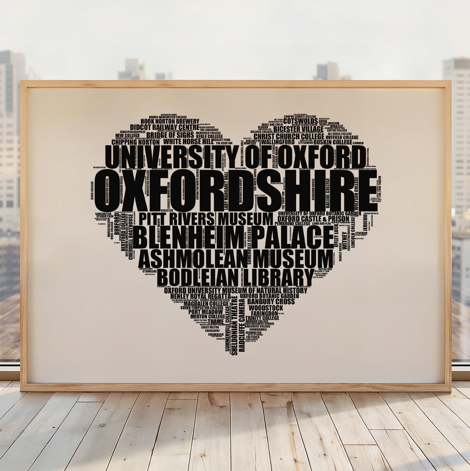 Oxfordshire - Premium Typographic Word Cloud Prints, Posters & Gifts