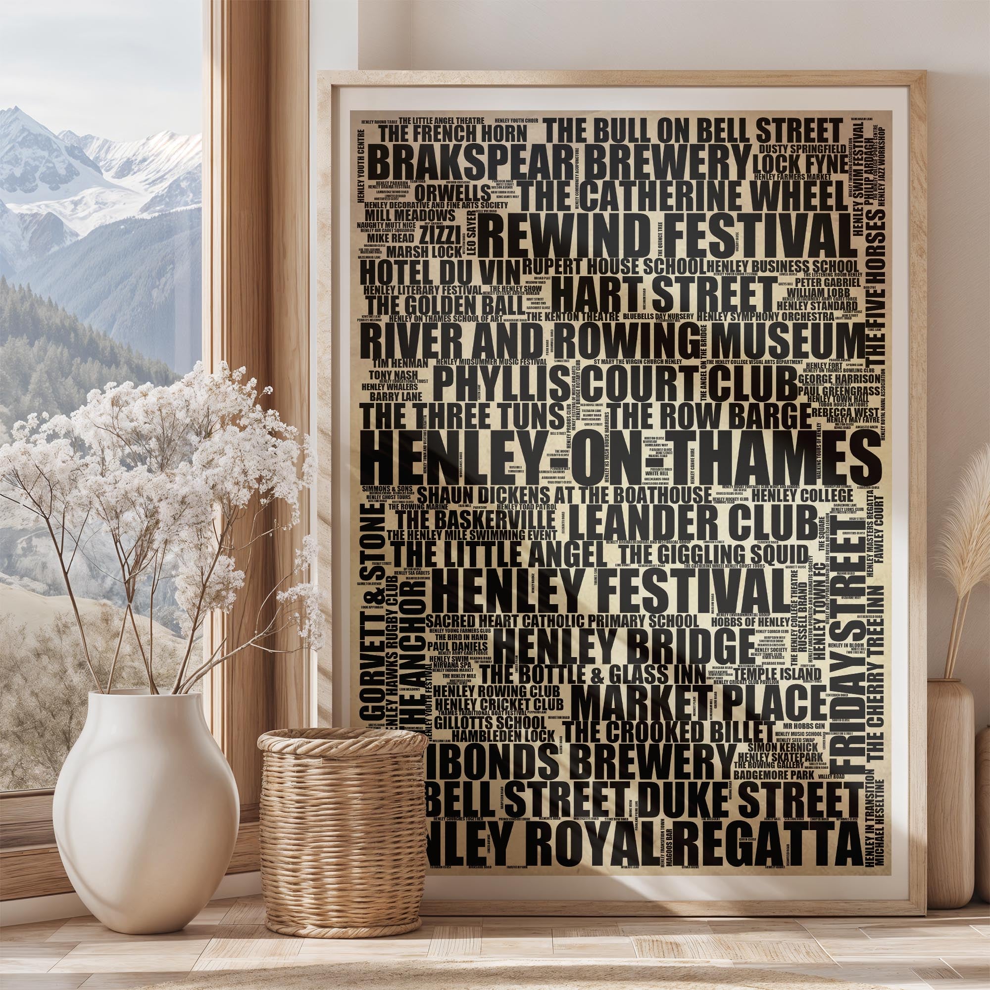 Henley-on-Thames - Premium Typographic Word Cloud Prints, Posters & Gifts