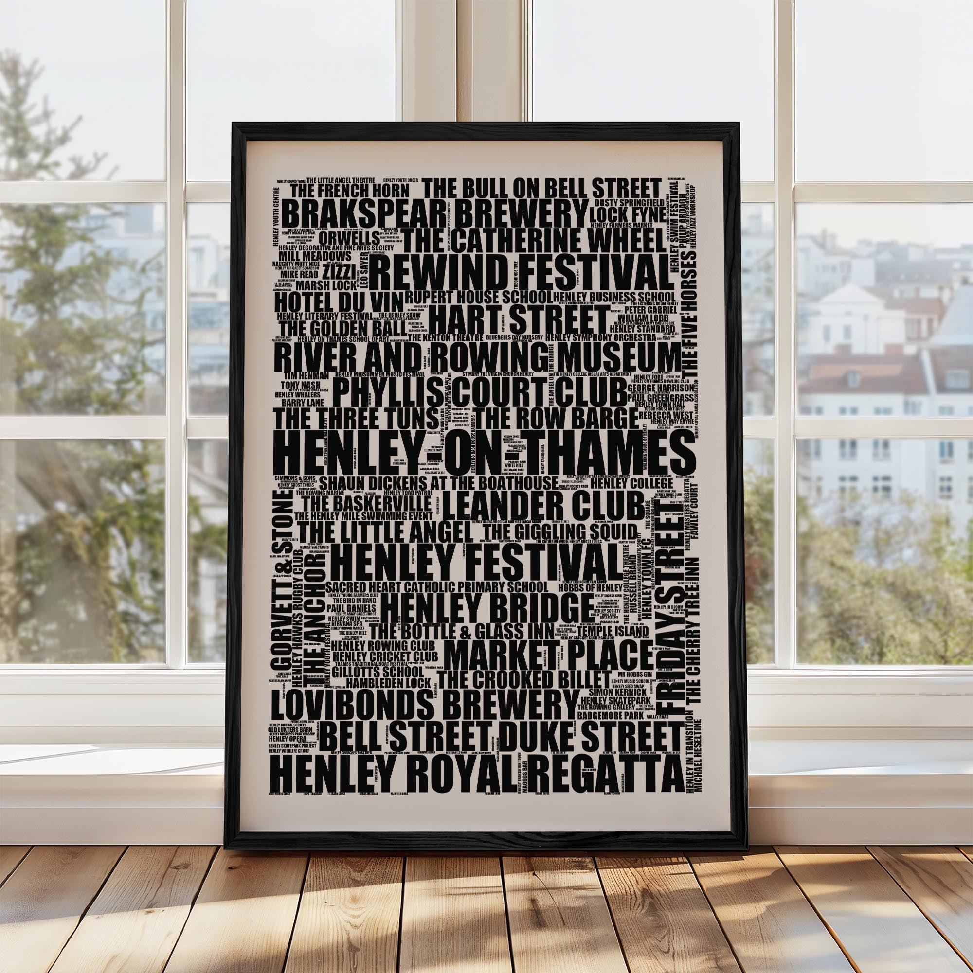 Henley-on-Thames - Premium Typographic Word Cloud Prints, Posters & Gifts