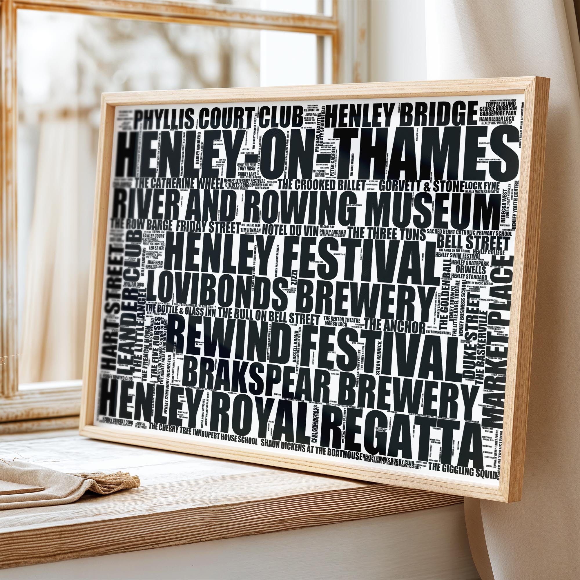 Henley-on-Thames - Premium Typographic Word Cloud Prints, Posters & Gifts
