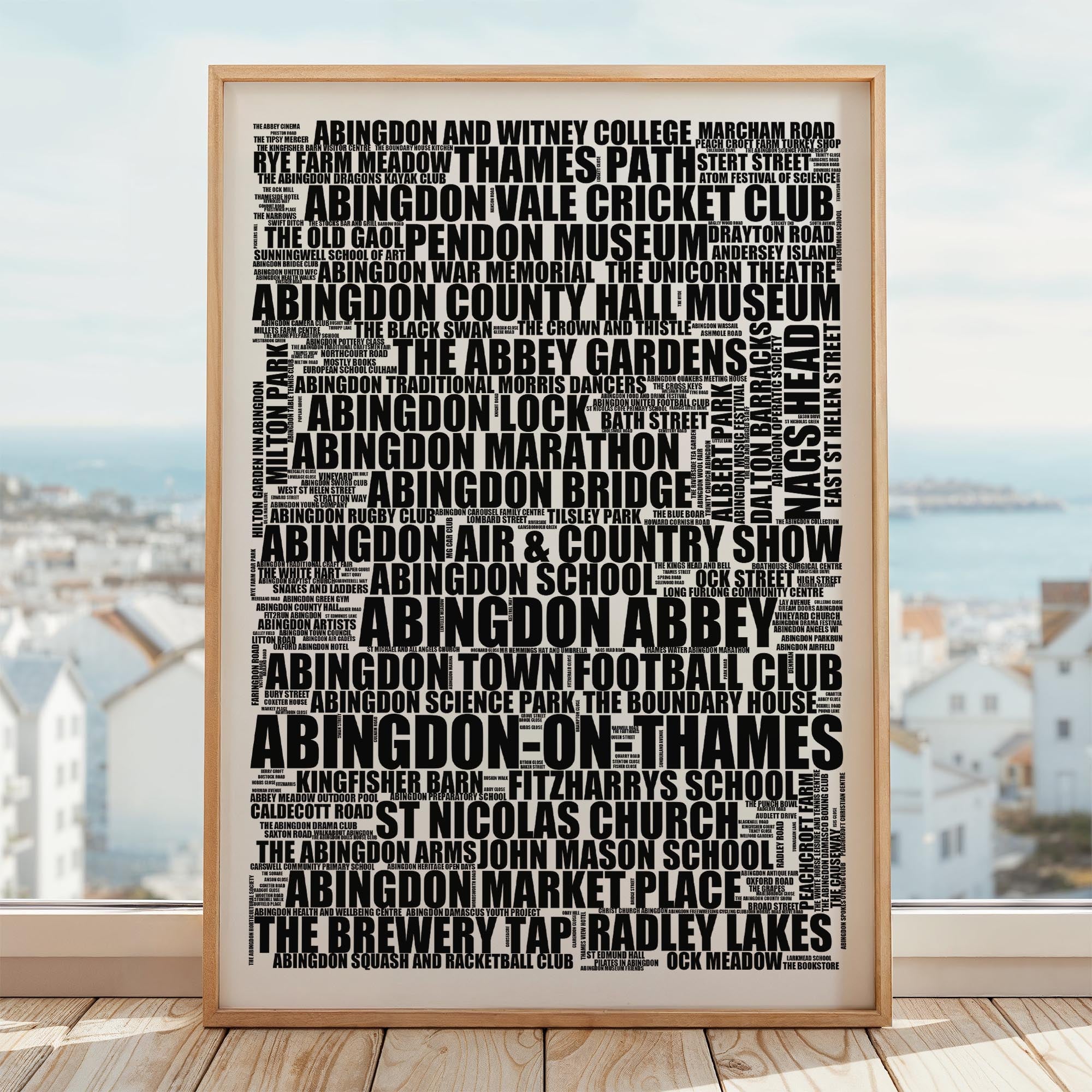 Abingdon-on-Thames - Premium Typographic Word Cloud Prints, Posters & Gifts