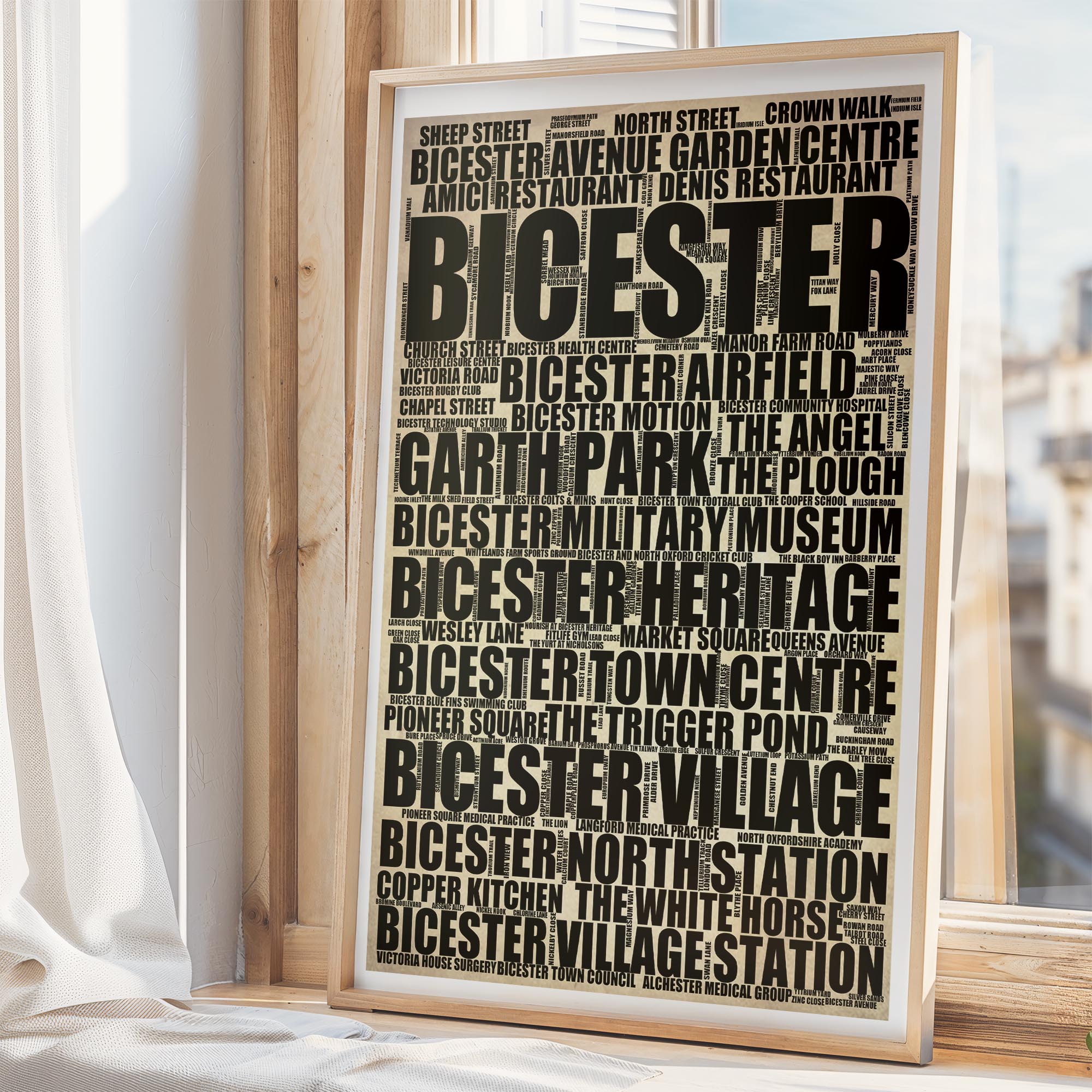 Bicester - Premium Typographic Word Cloud Prints, Posters & Gifts