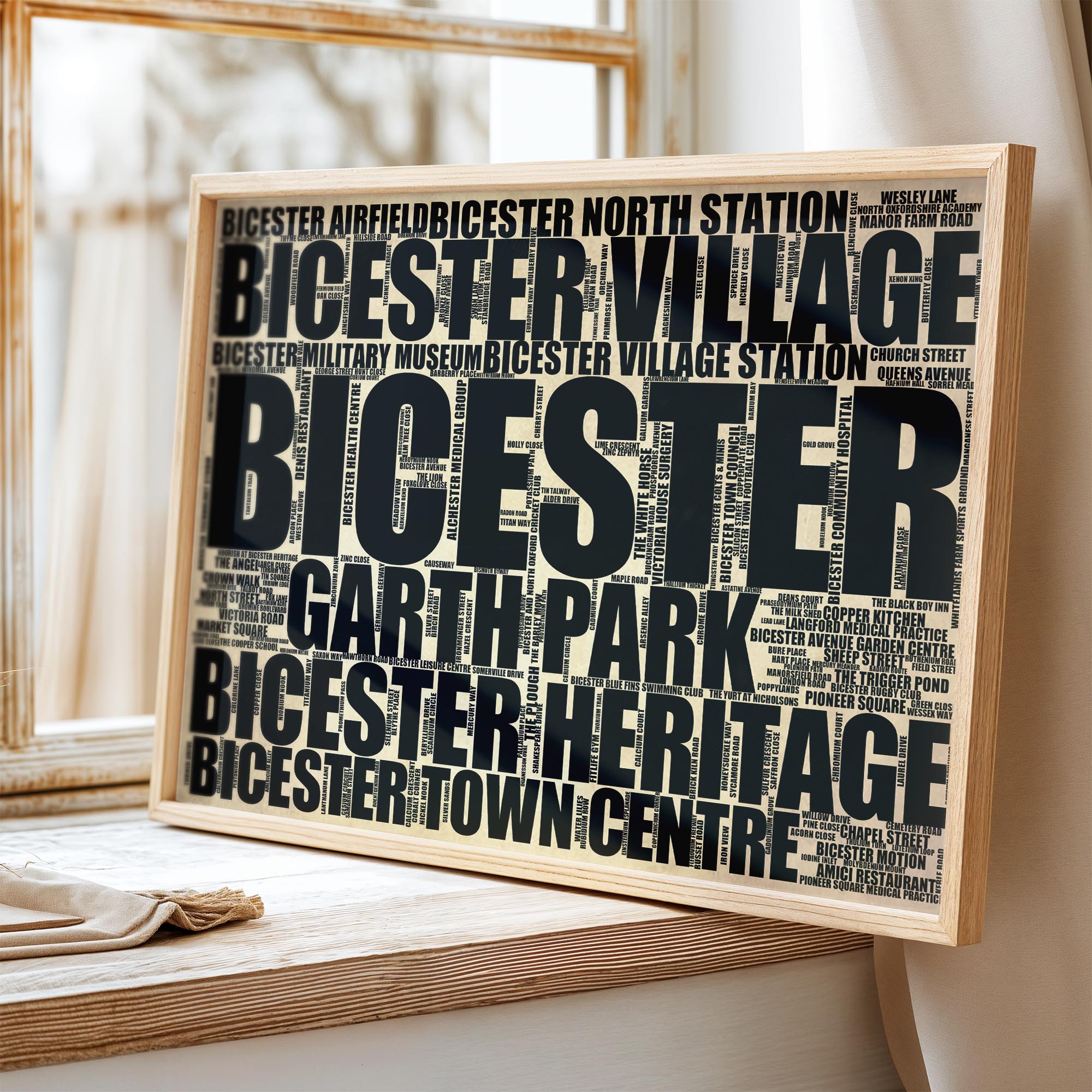 Bicester - Premium Typographic Word Cloud Prints, Posters & Gifts