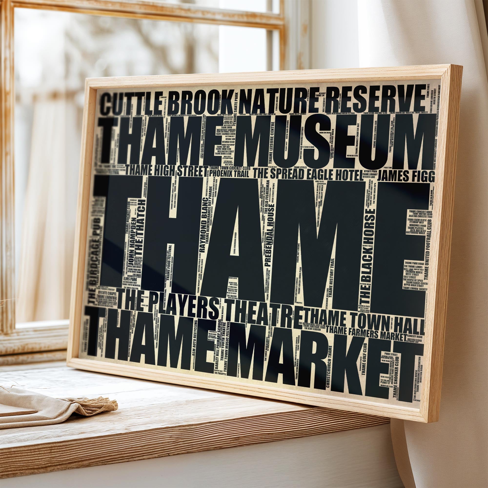 Thame - Premium Typographic Word Cloud Prints, Posters & Gifts